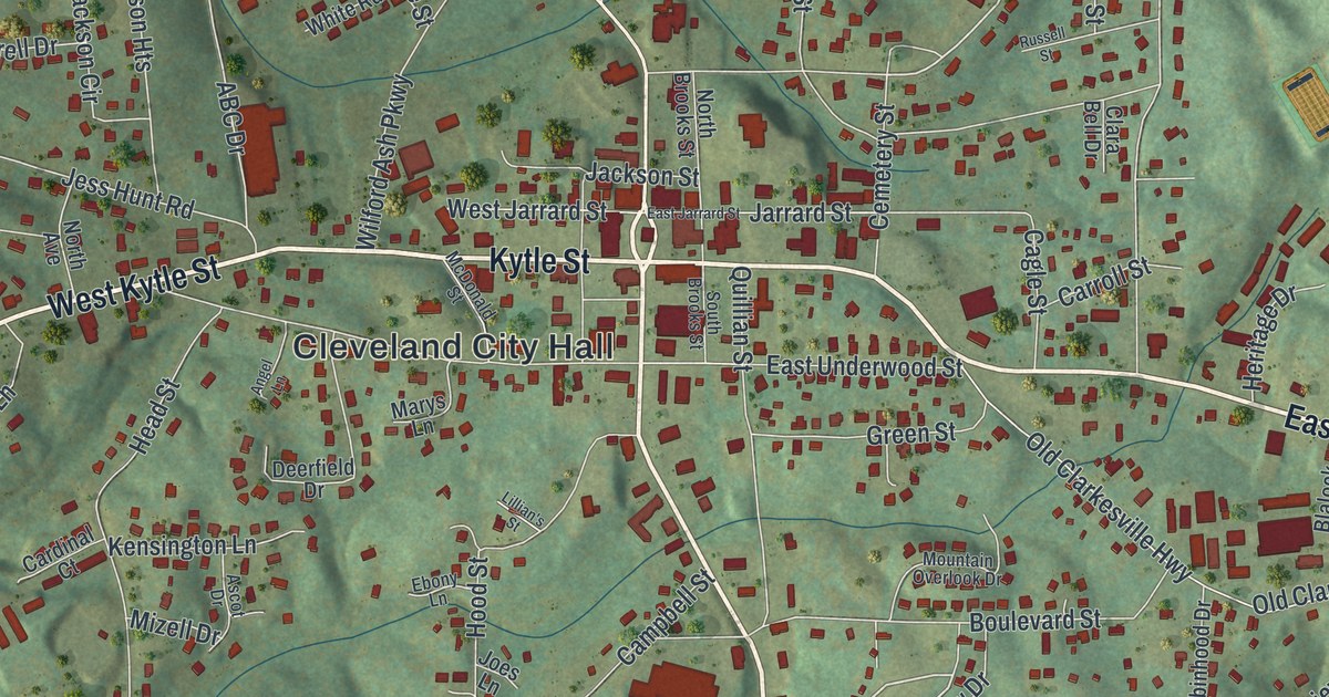 Map of Cleveland, Georgia