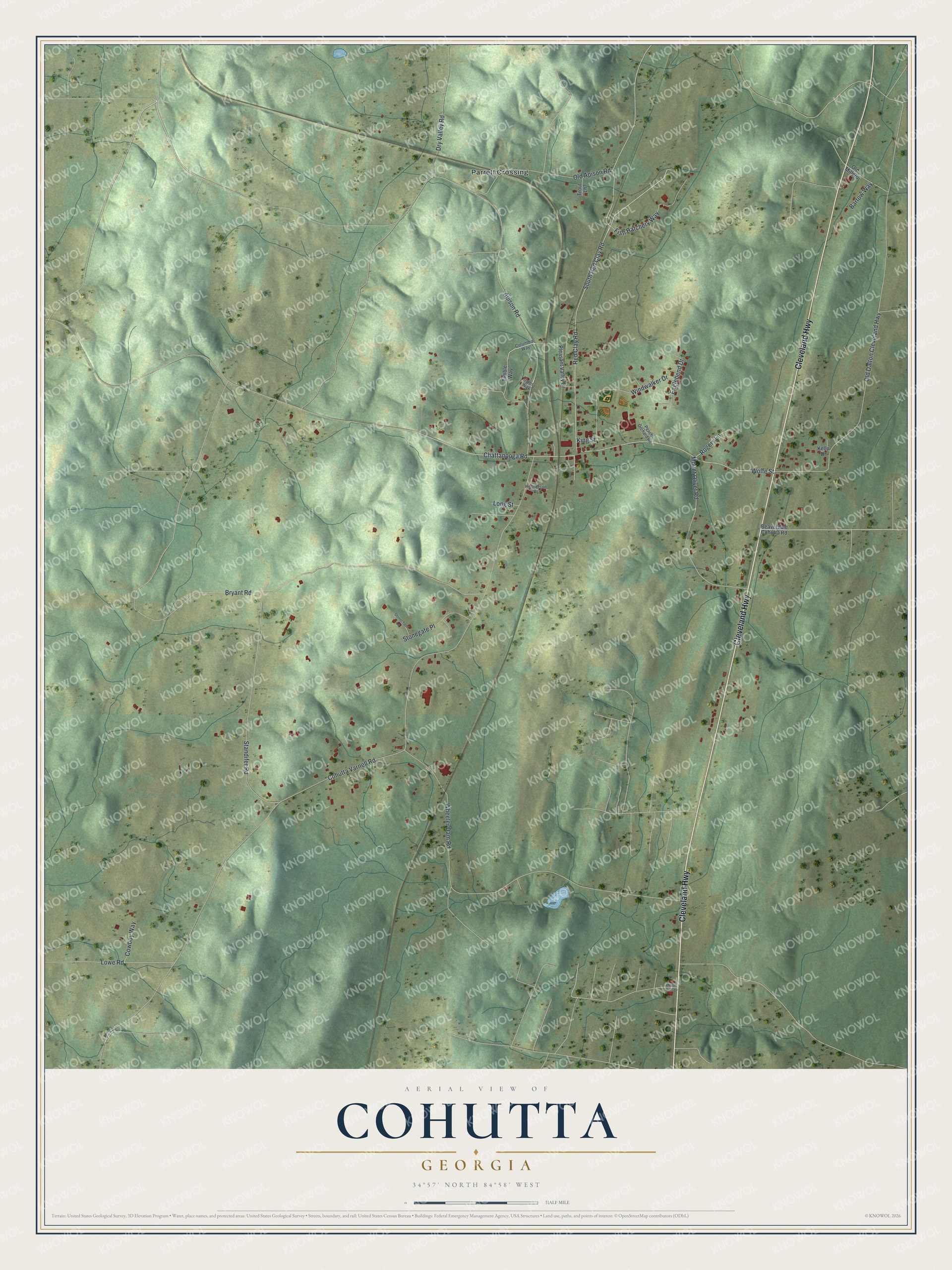 Watermarked full-map preview of Cohutta, Georgia