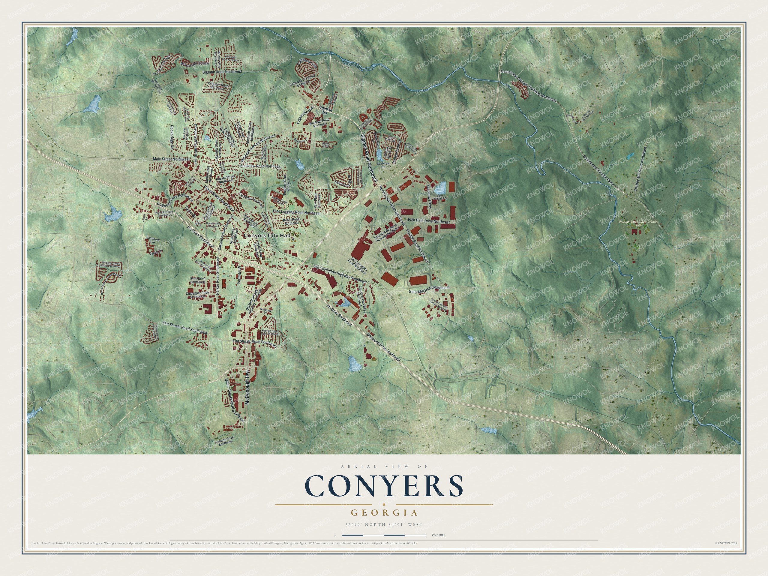 Watermarked full-map preview of Conyers, Georgia