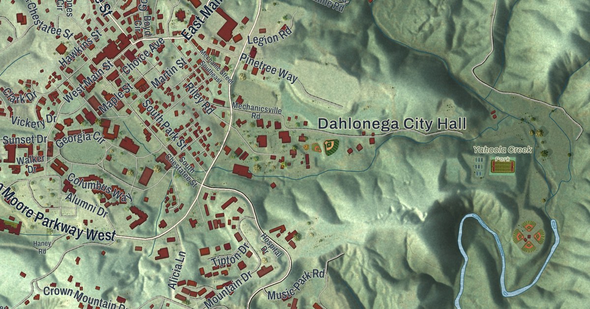 Map of Dahlonega, Georgia