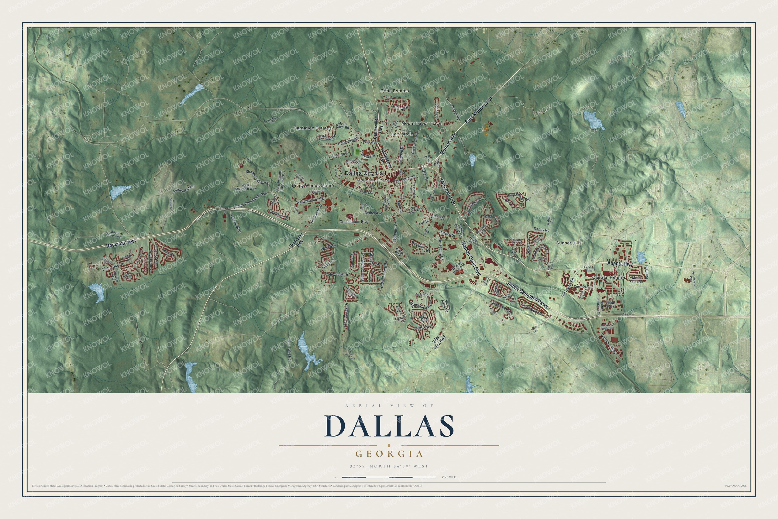 Watermarked full-map preview of Dallas, Georgia