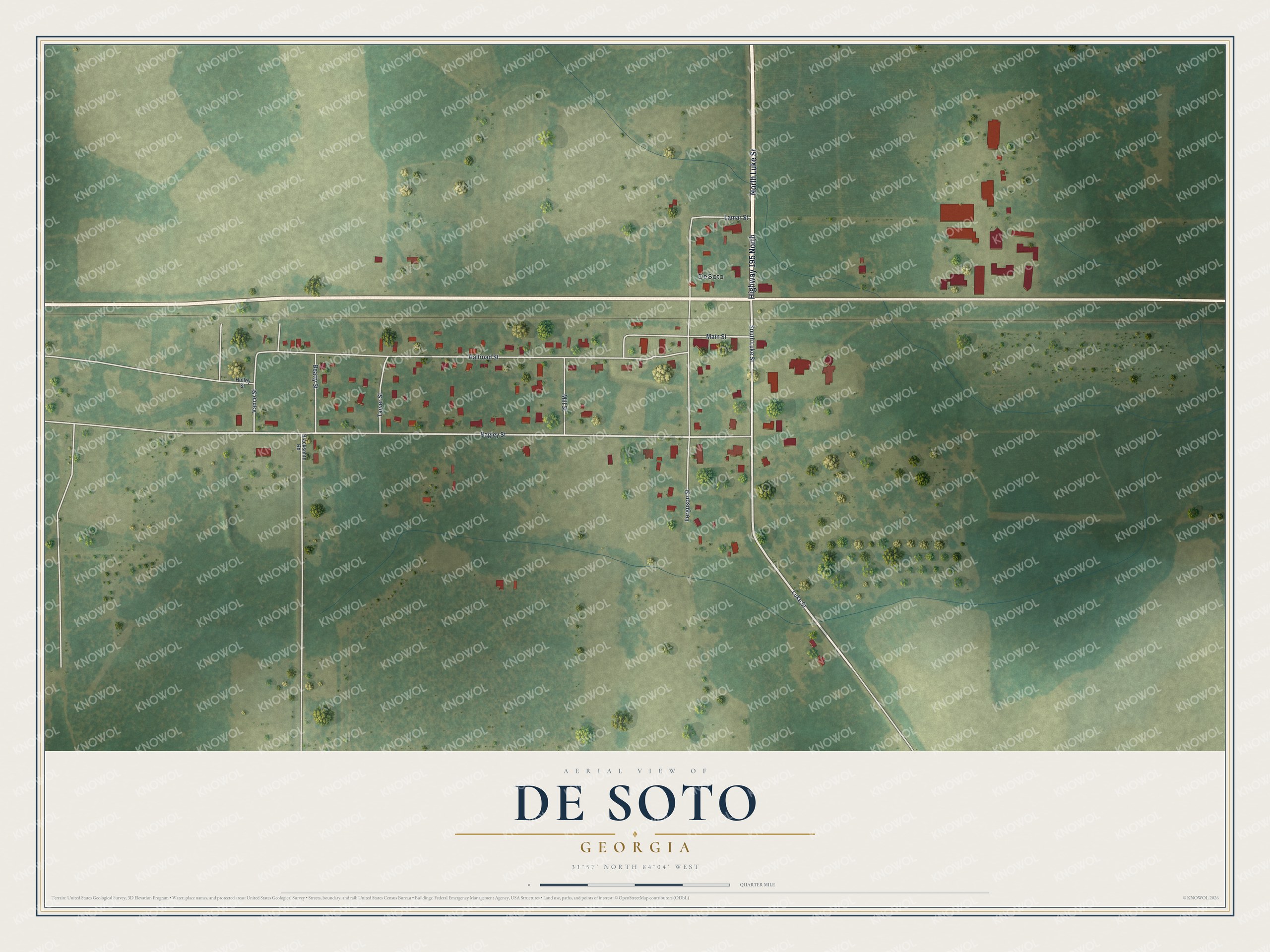 Watermarked full-map preview of De Soto, Georgia
