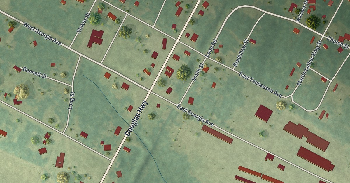 Map of Denton, Georgia
