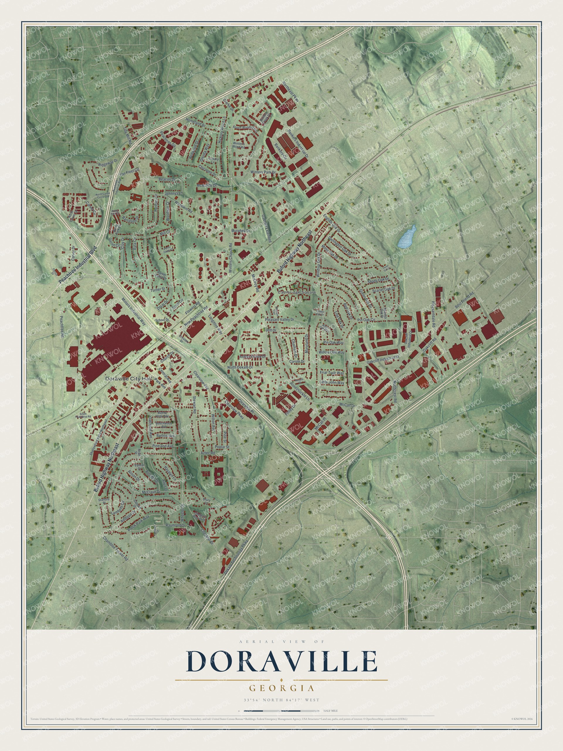 Watermarked full-map preview of Doraville, Georgia
