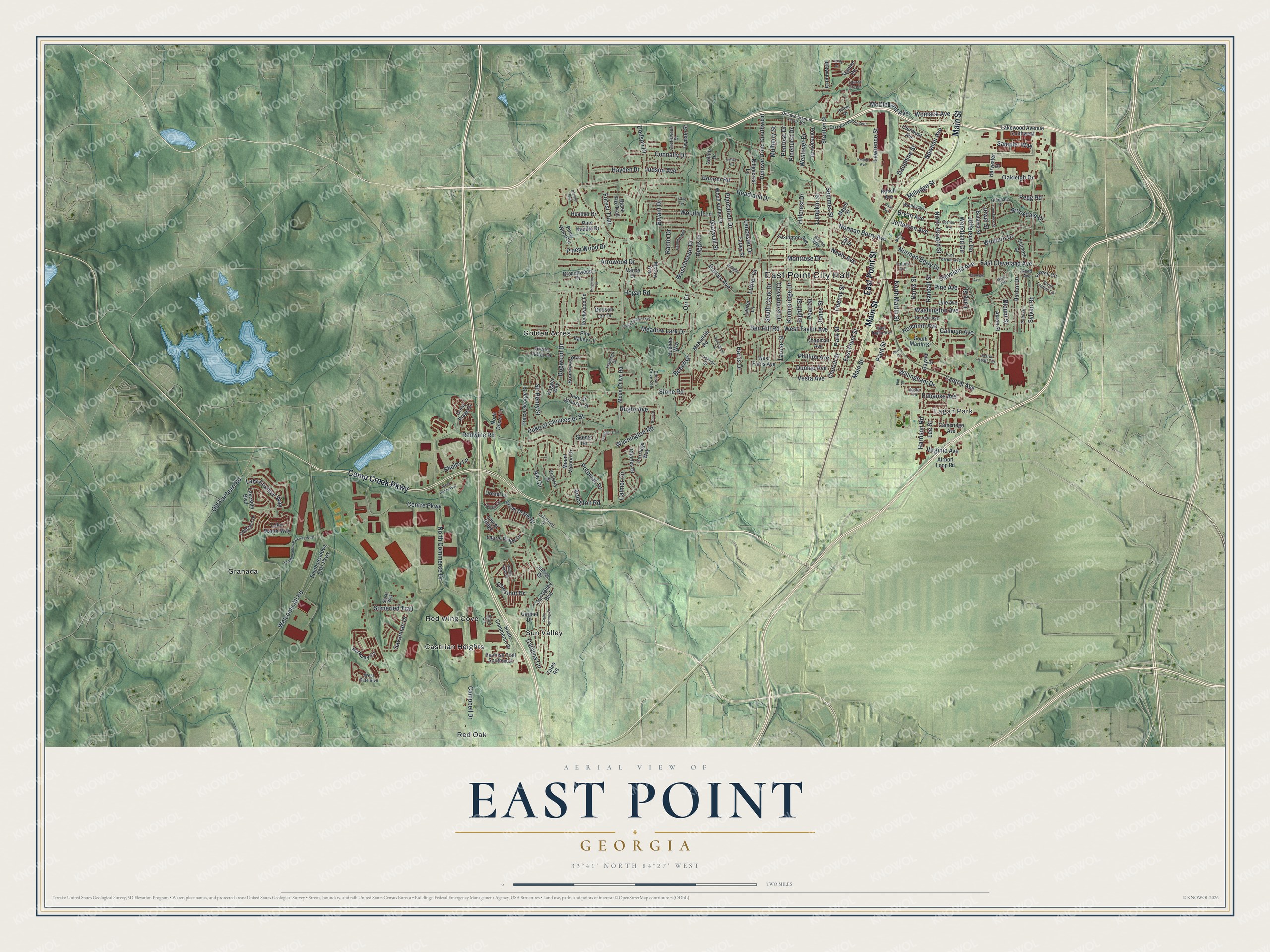 Watermarked full-map preview of East Point, Georgia