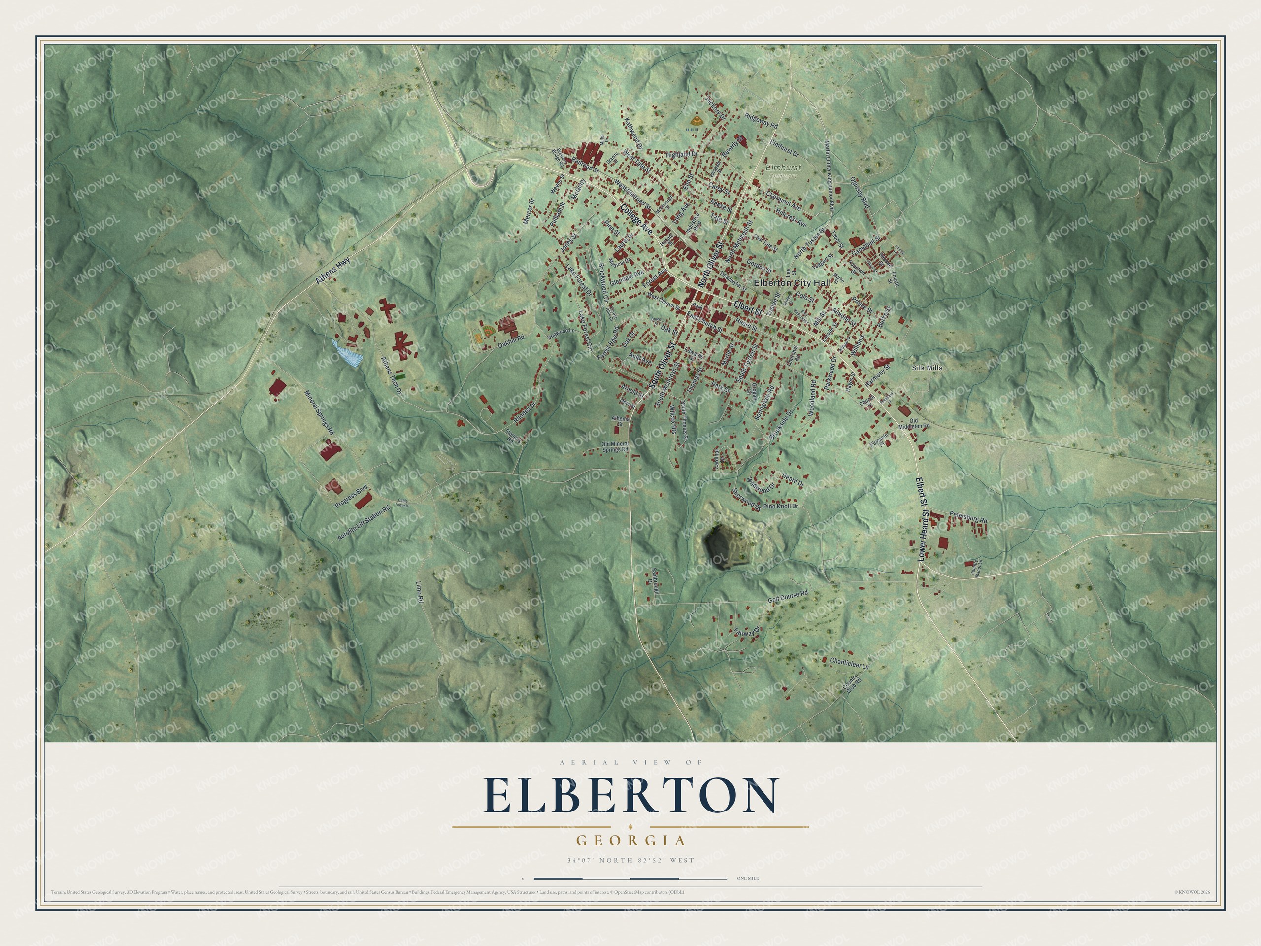 Watermarked full-map preview of Elberton, Georgia