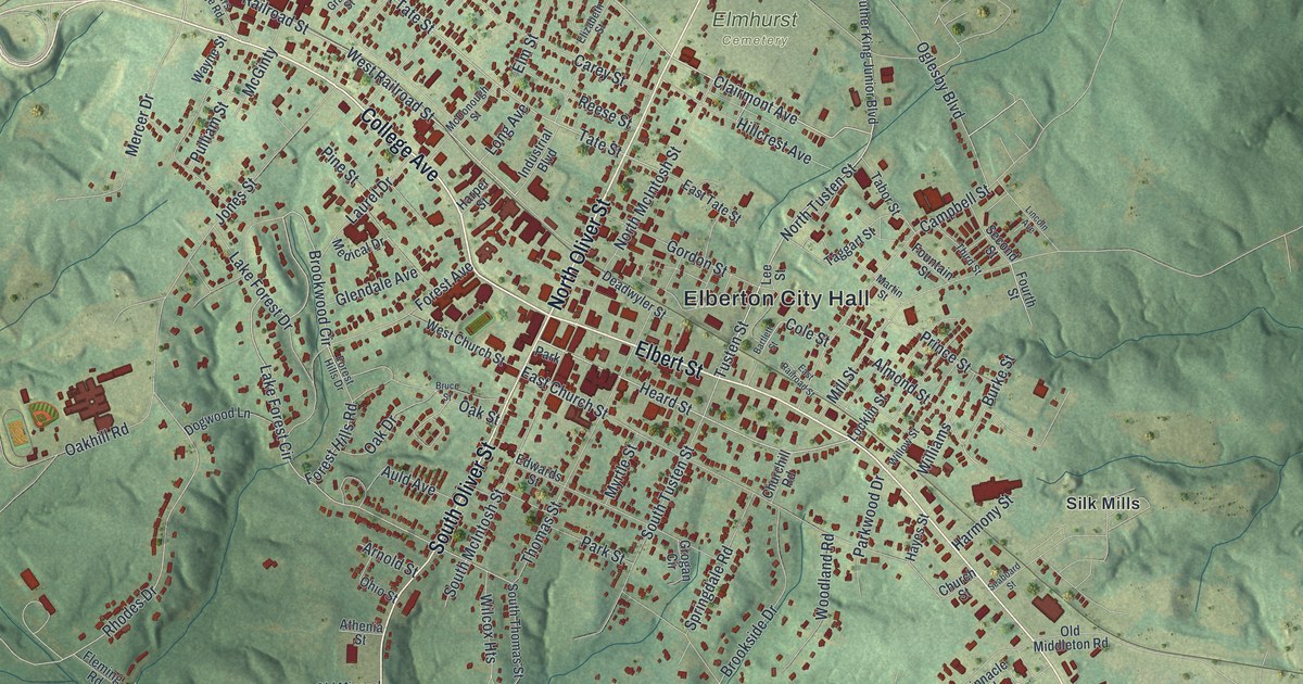 Map of Elberton, Georgia