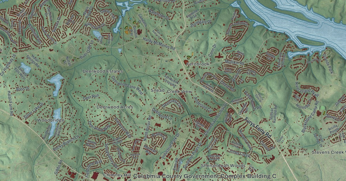 Map of Evans, Georgia