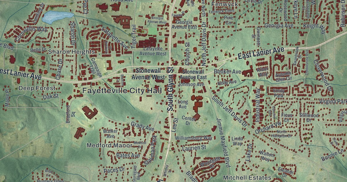 Map of Fayetteville, Georgia