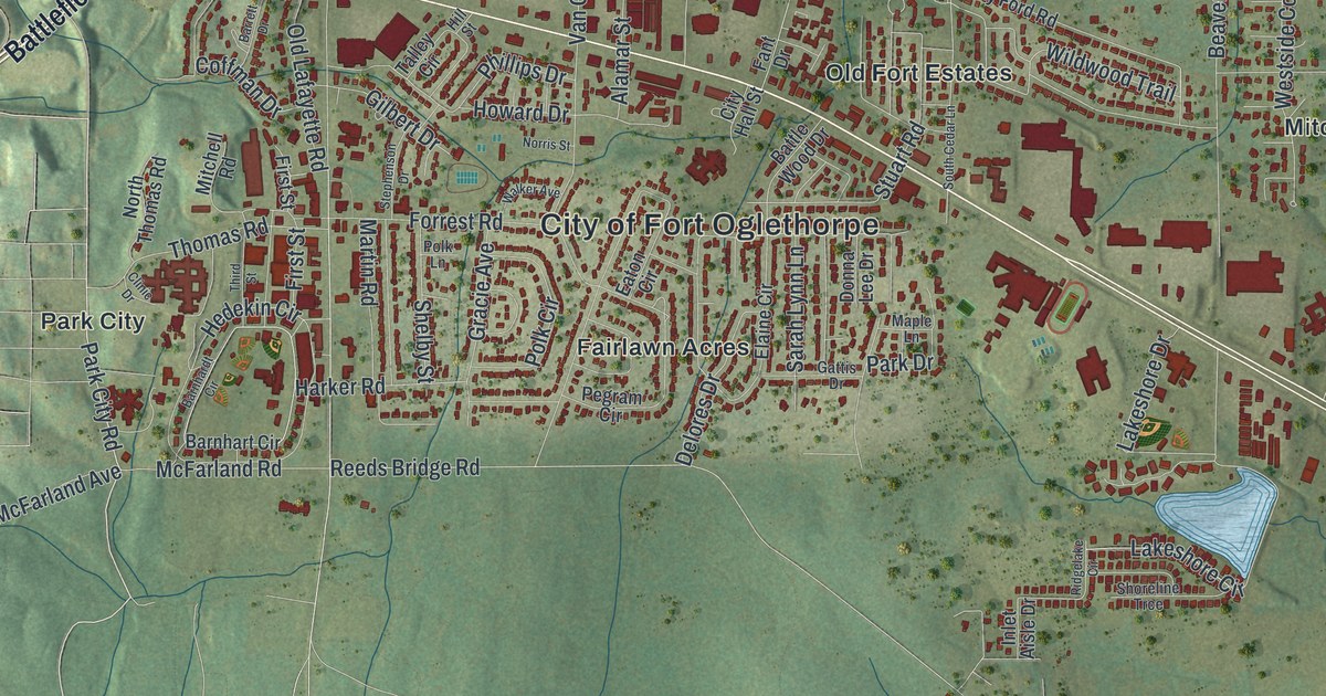Map of Fort Oglethorpe, Georgia