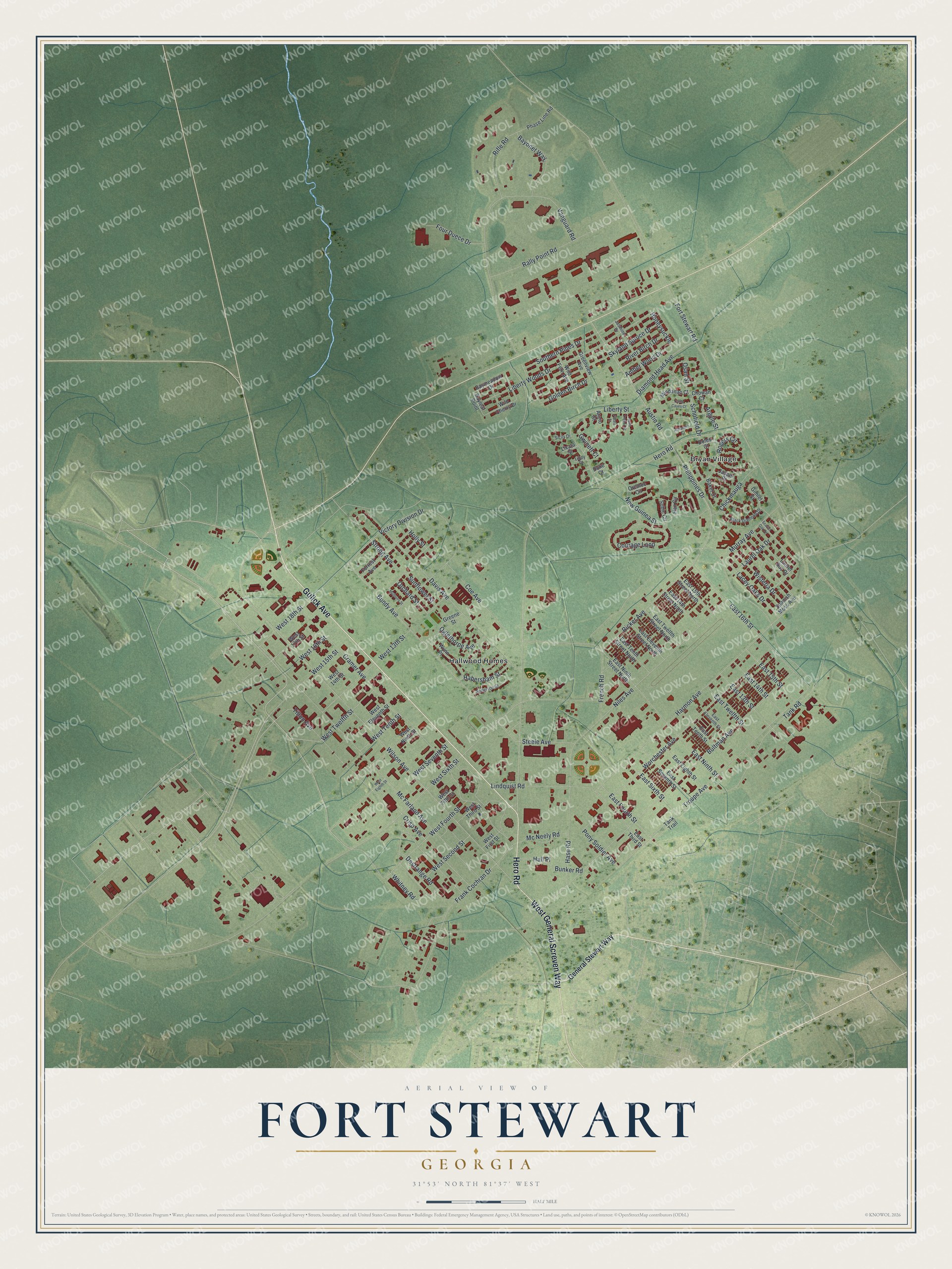 Watermarked full-map preview of Fort Stewart, Georgia
