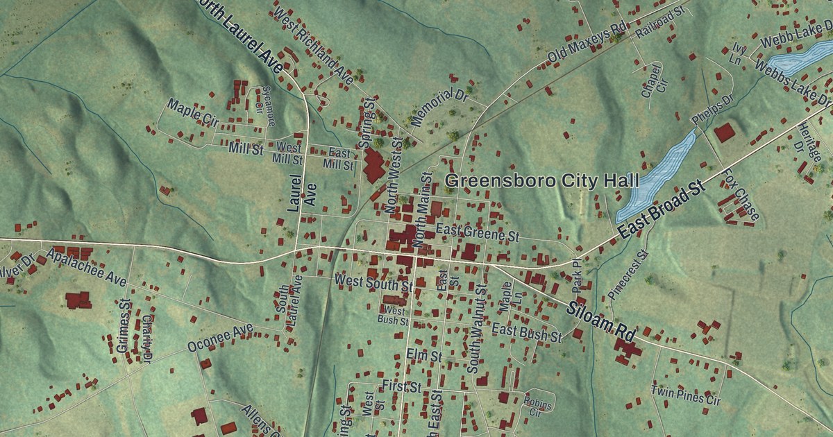 Map of Greensboro, Georgia