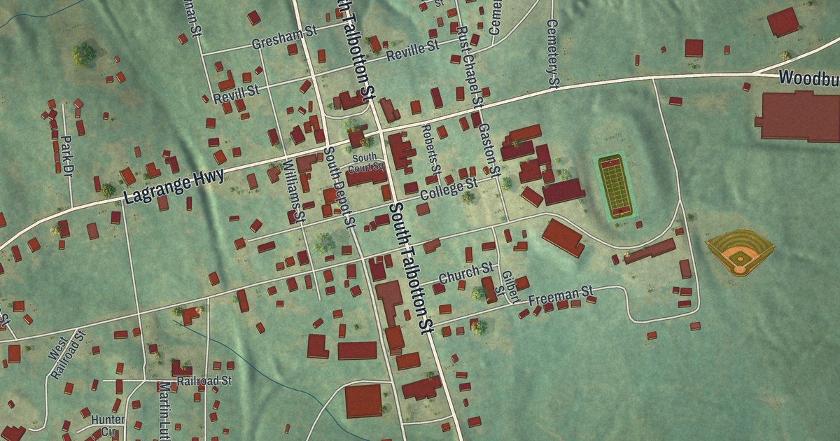 Map of Greenville, Georgia