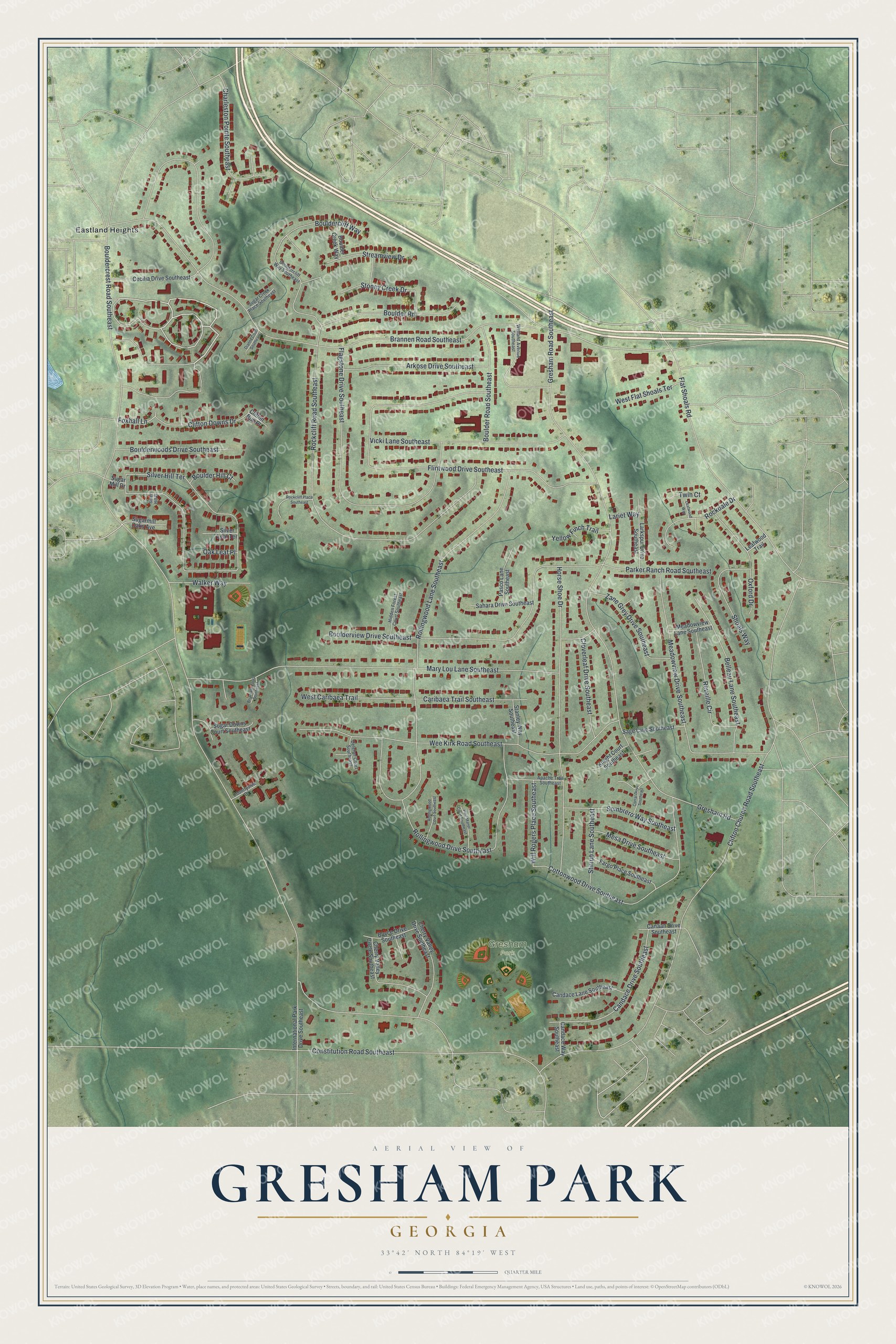Watermarked full-map preview of Gresham Park, Georgia