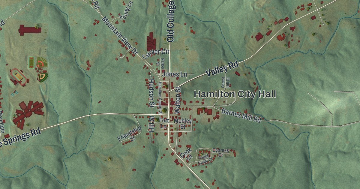 Map of Hamilton, Georgia
