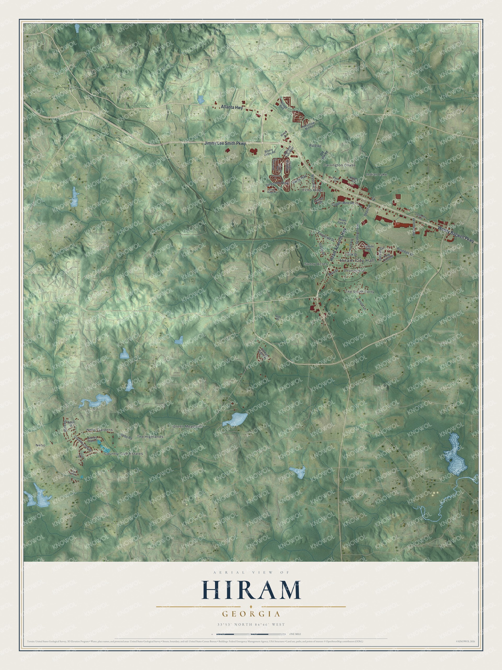 Watermarked full-map preview of Hiram, Georgia