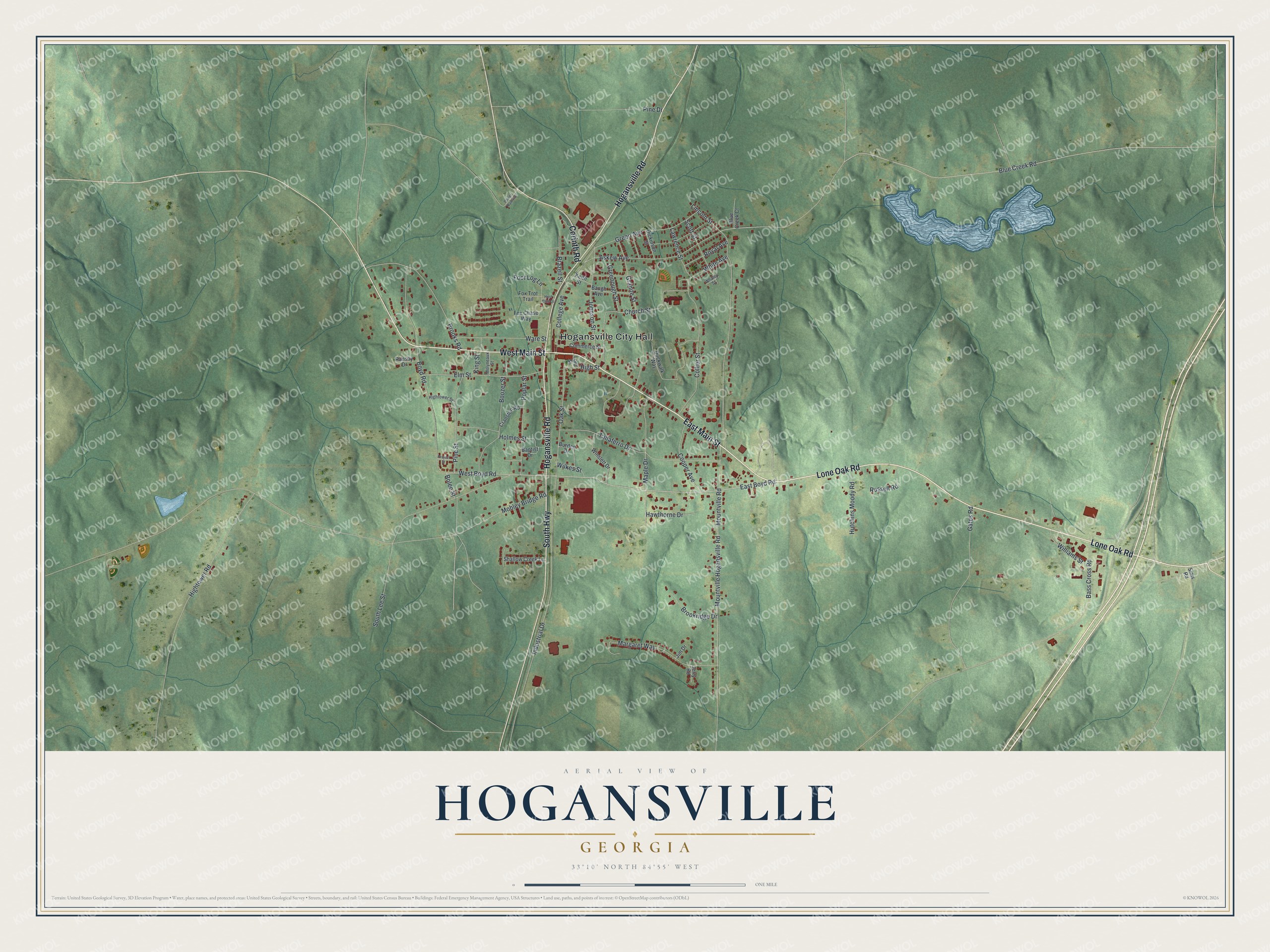 Watermarked full-map preview of Hogansville, Georgia