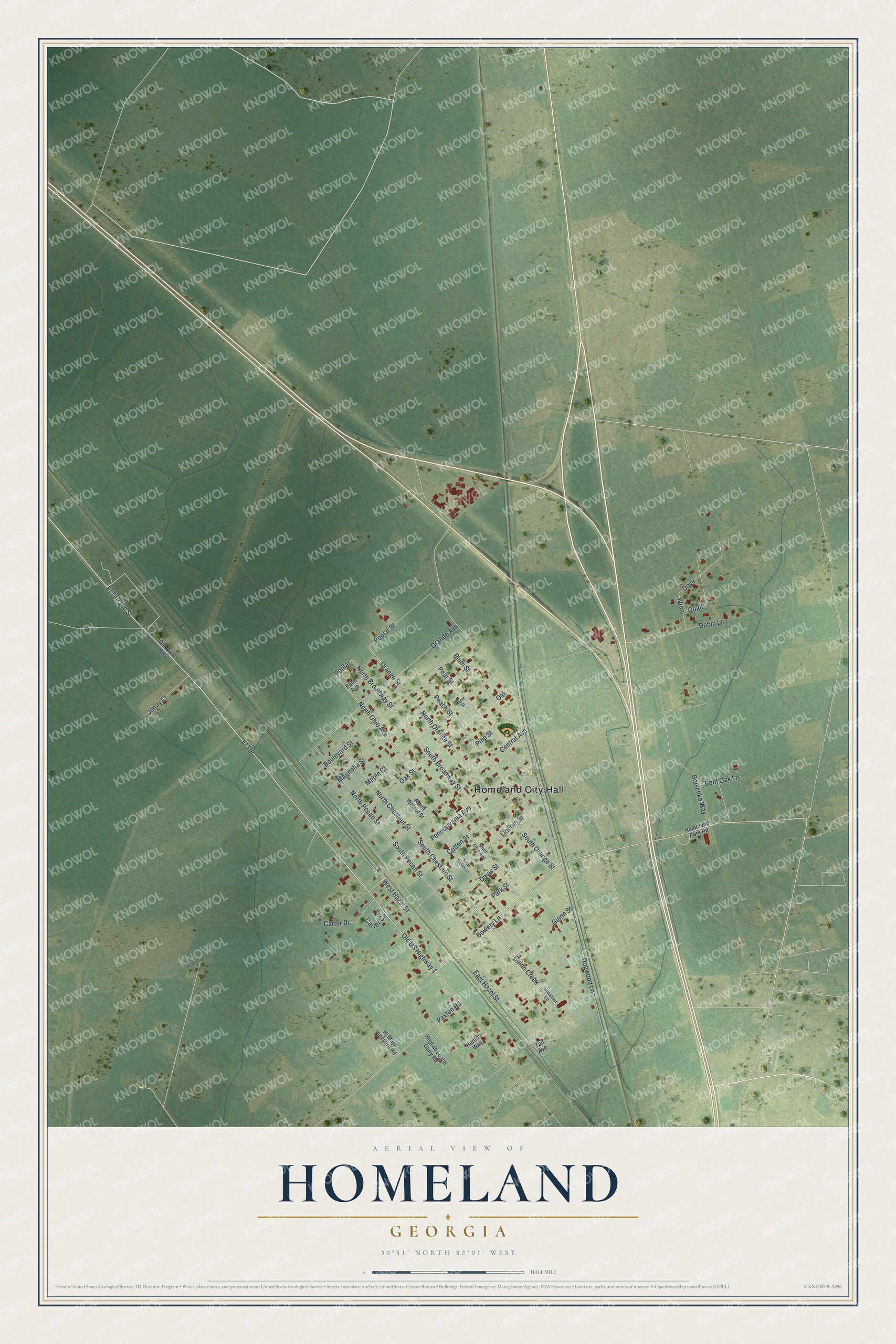 Watermarked full-map preview of Homeland, Georgia