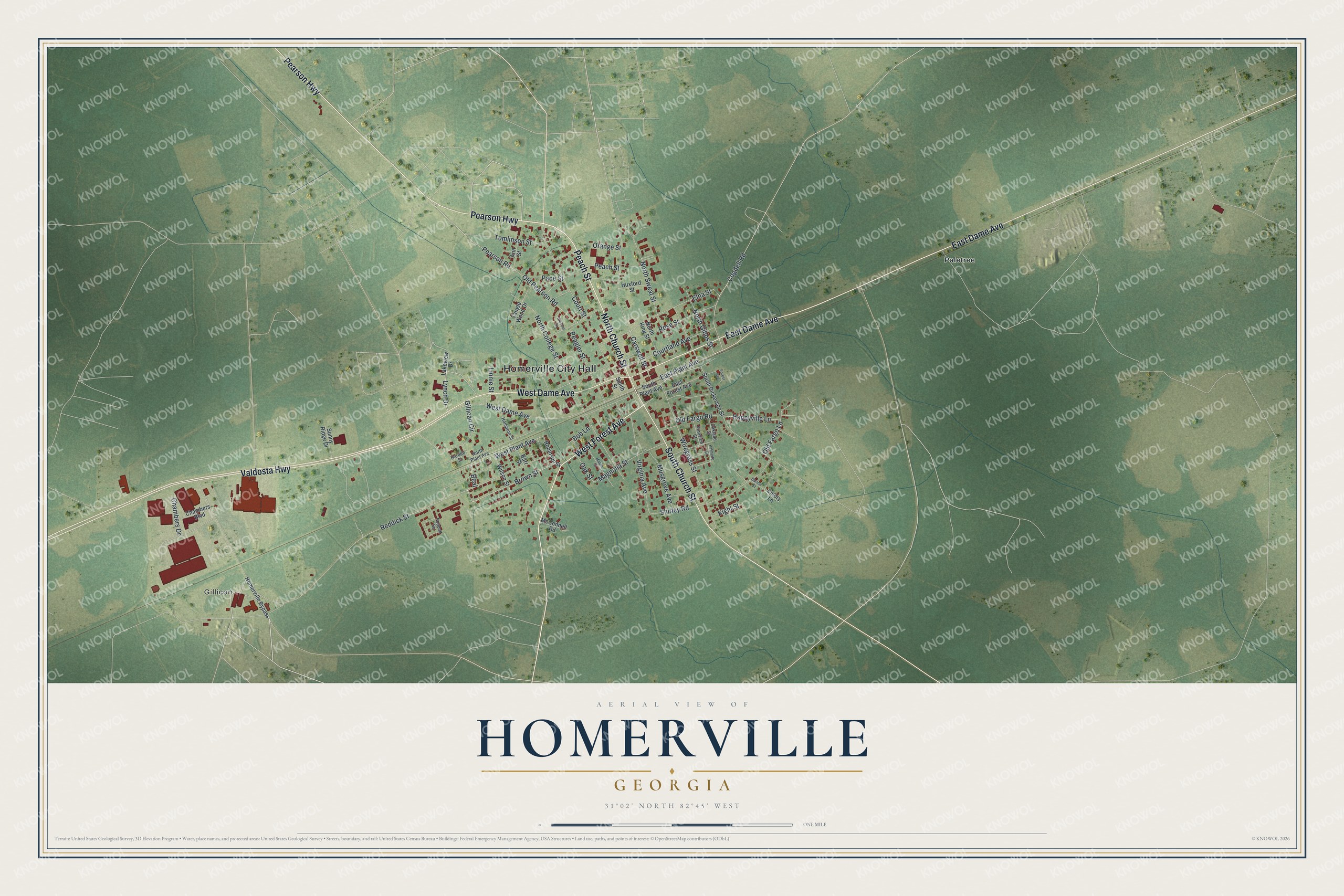 Watermarked full-map preview of Homerville, Georgia