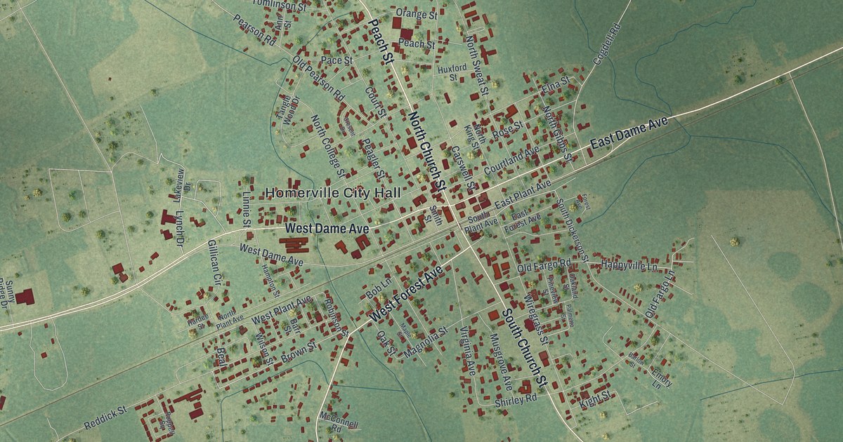 Map of Homerville, Georgia