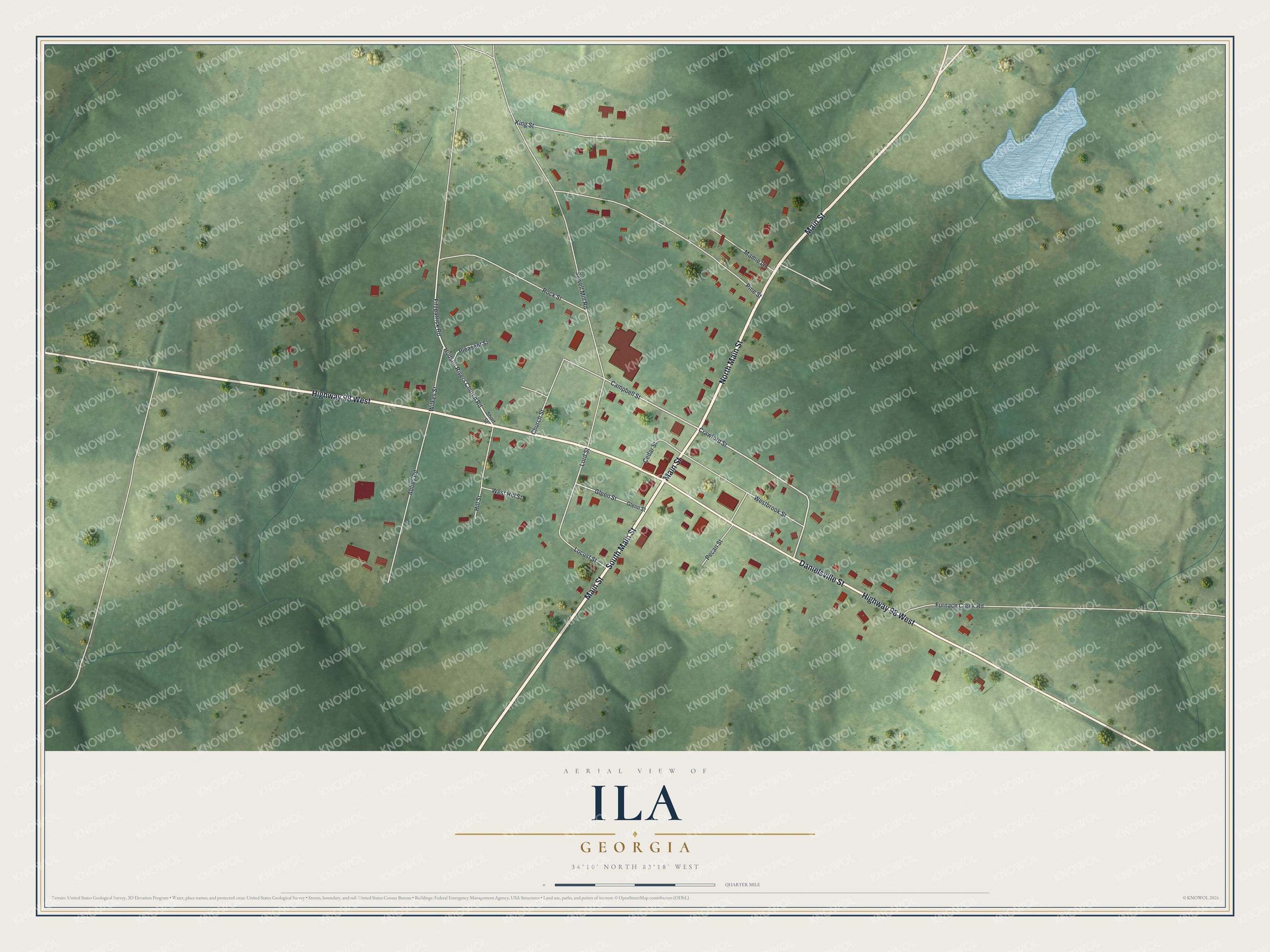 Watermarked full-map preview of Ila, Georgia