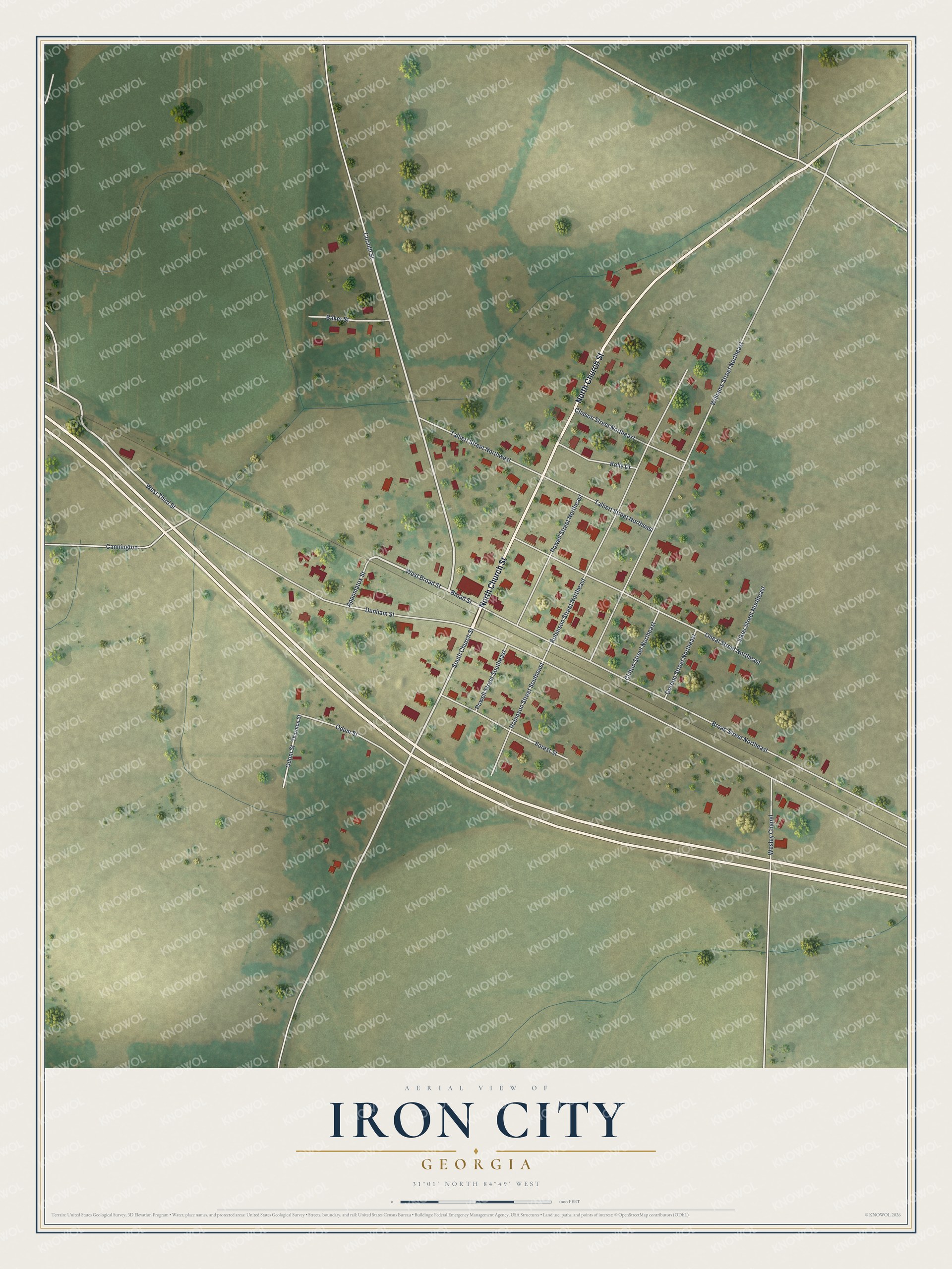 Watermarked full-map preview of Iron City, Georgia