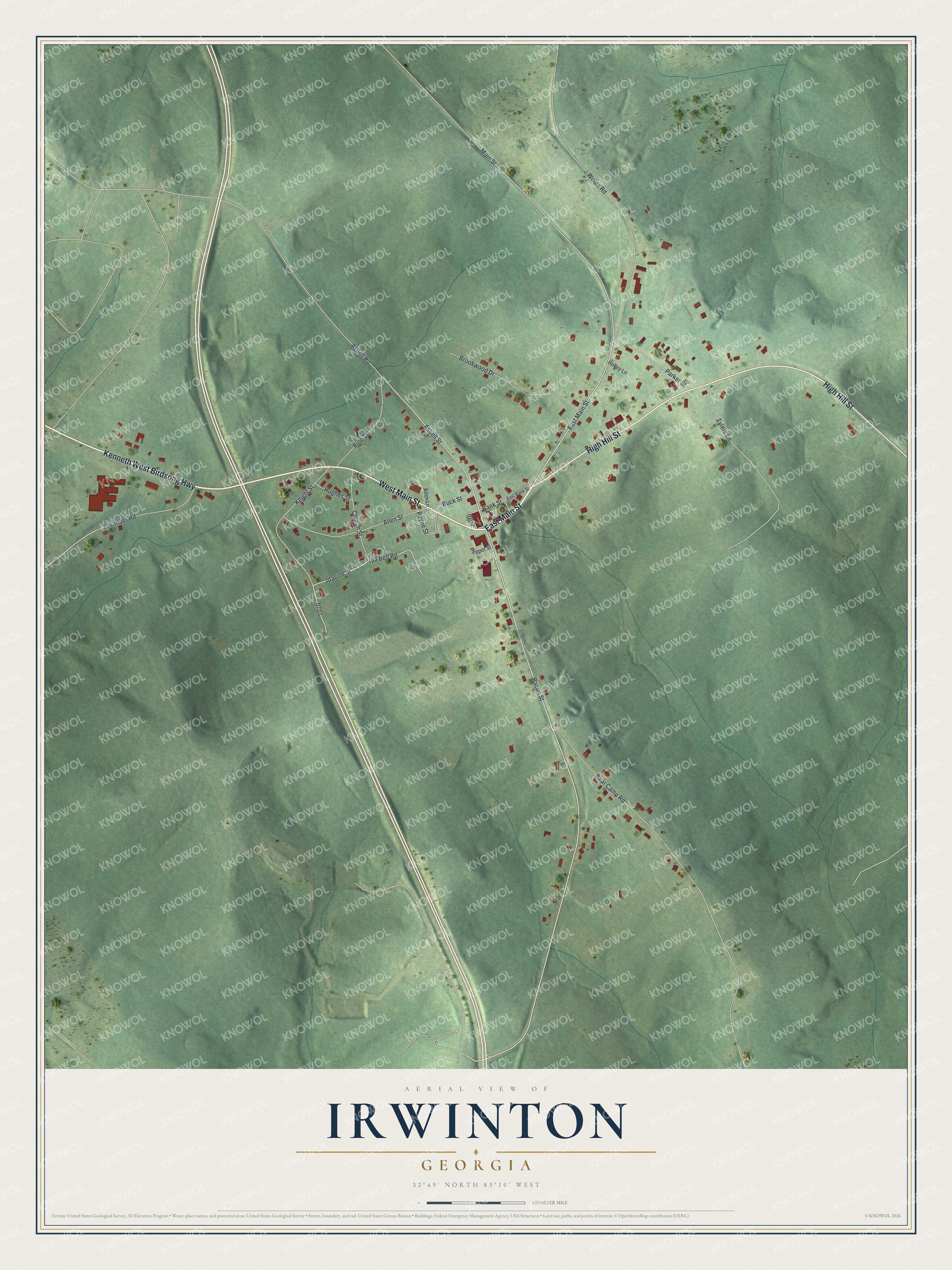 Watermarked full-map preview of Irwinton, Georgia