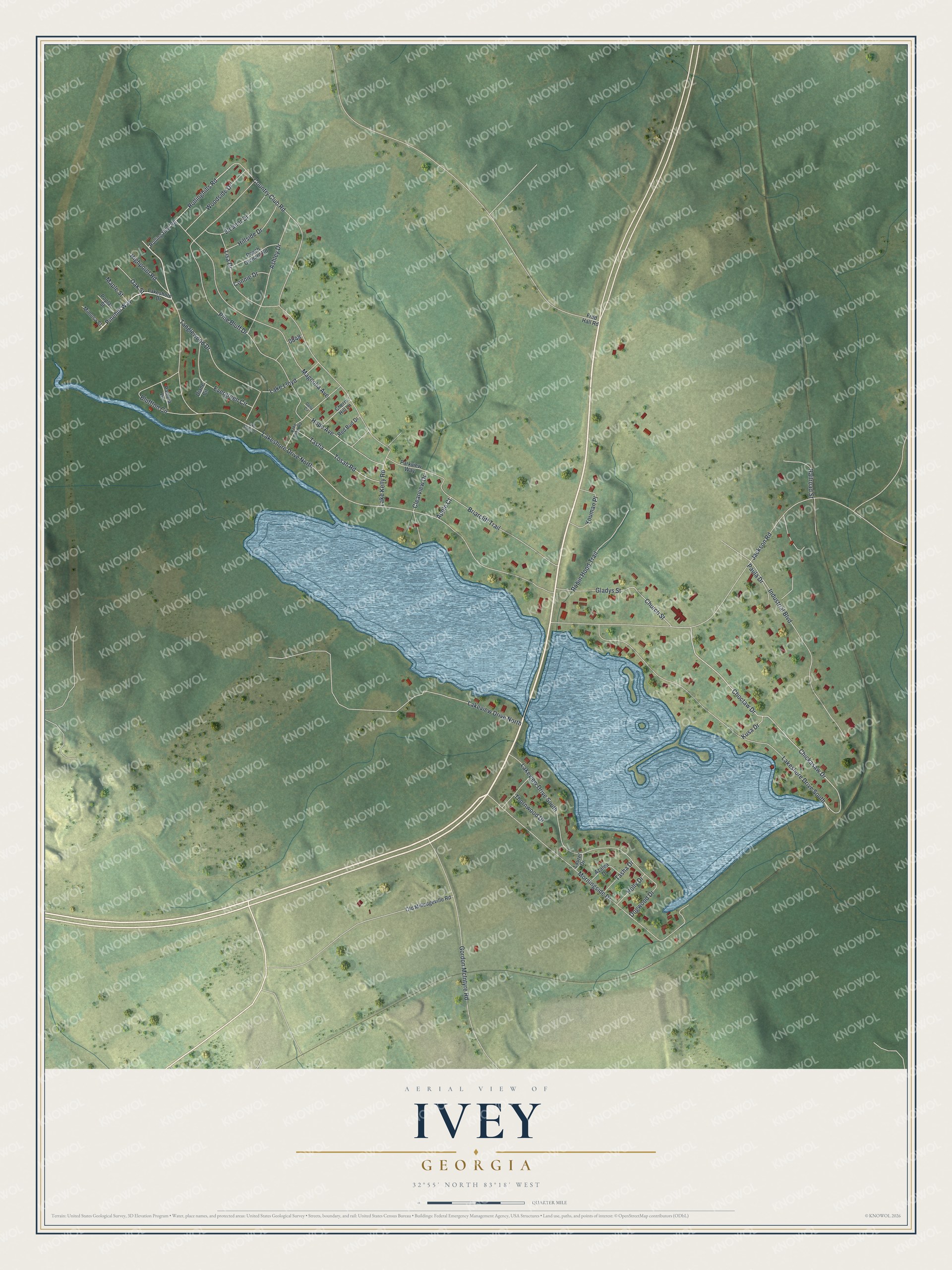 Watermarked full-map preview of Ivey, Georgia