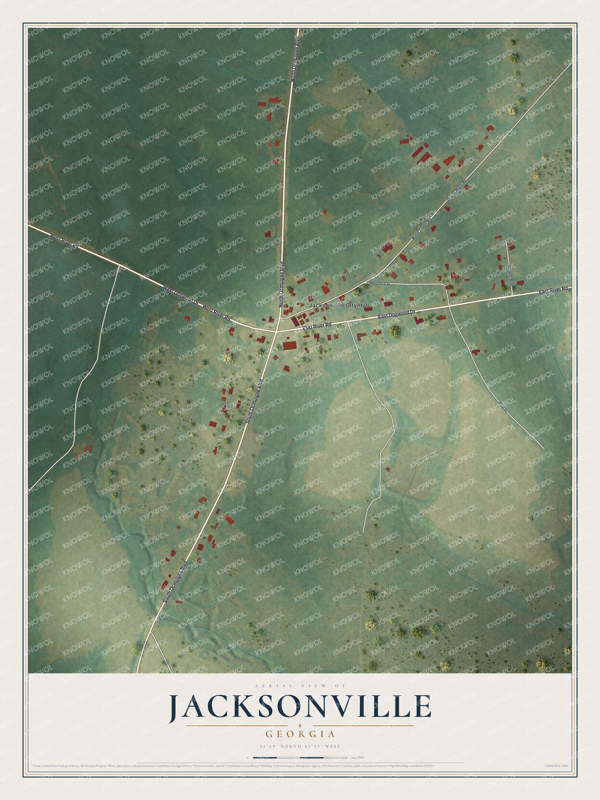 Watermarked full-map preview of Jacksonville, Georgia