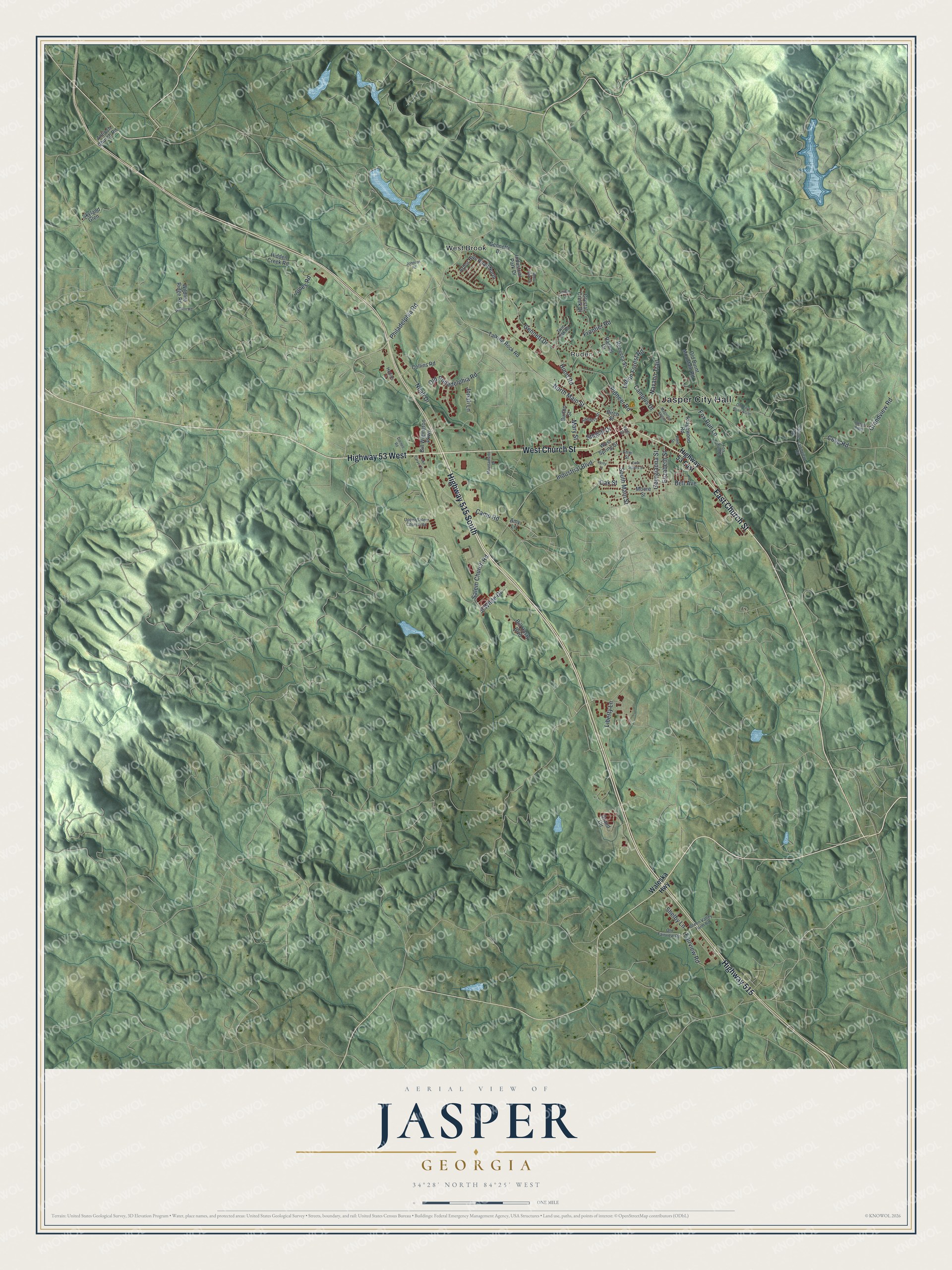 Watermarked full-map preview of Jasper, Georgia