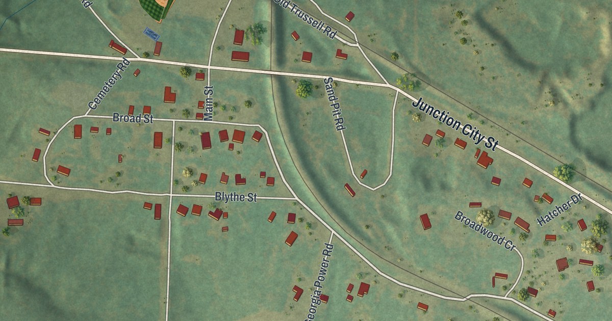 Map of Junction City, Georgia