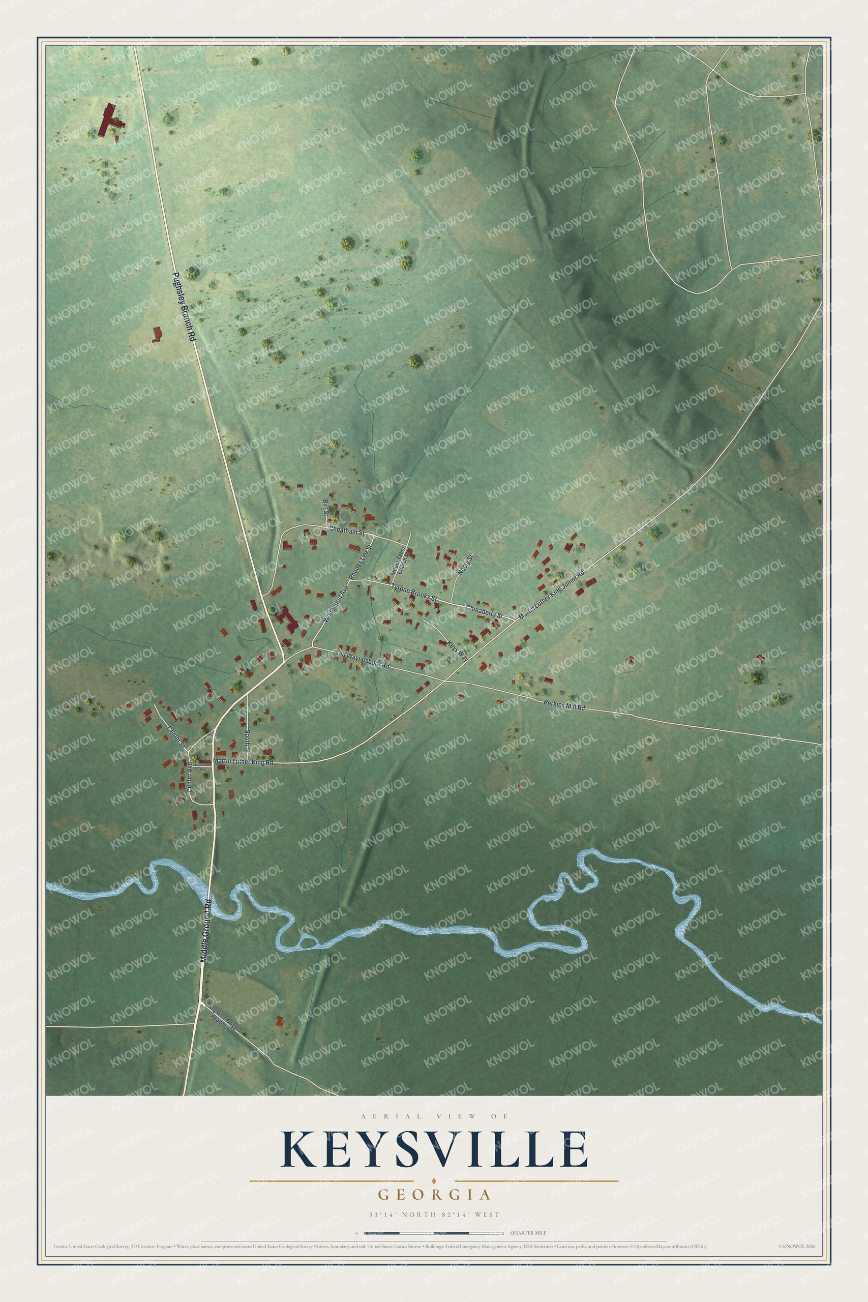 Watermarked full-map preview of Keysville, Georgia