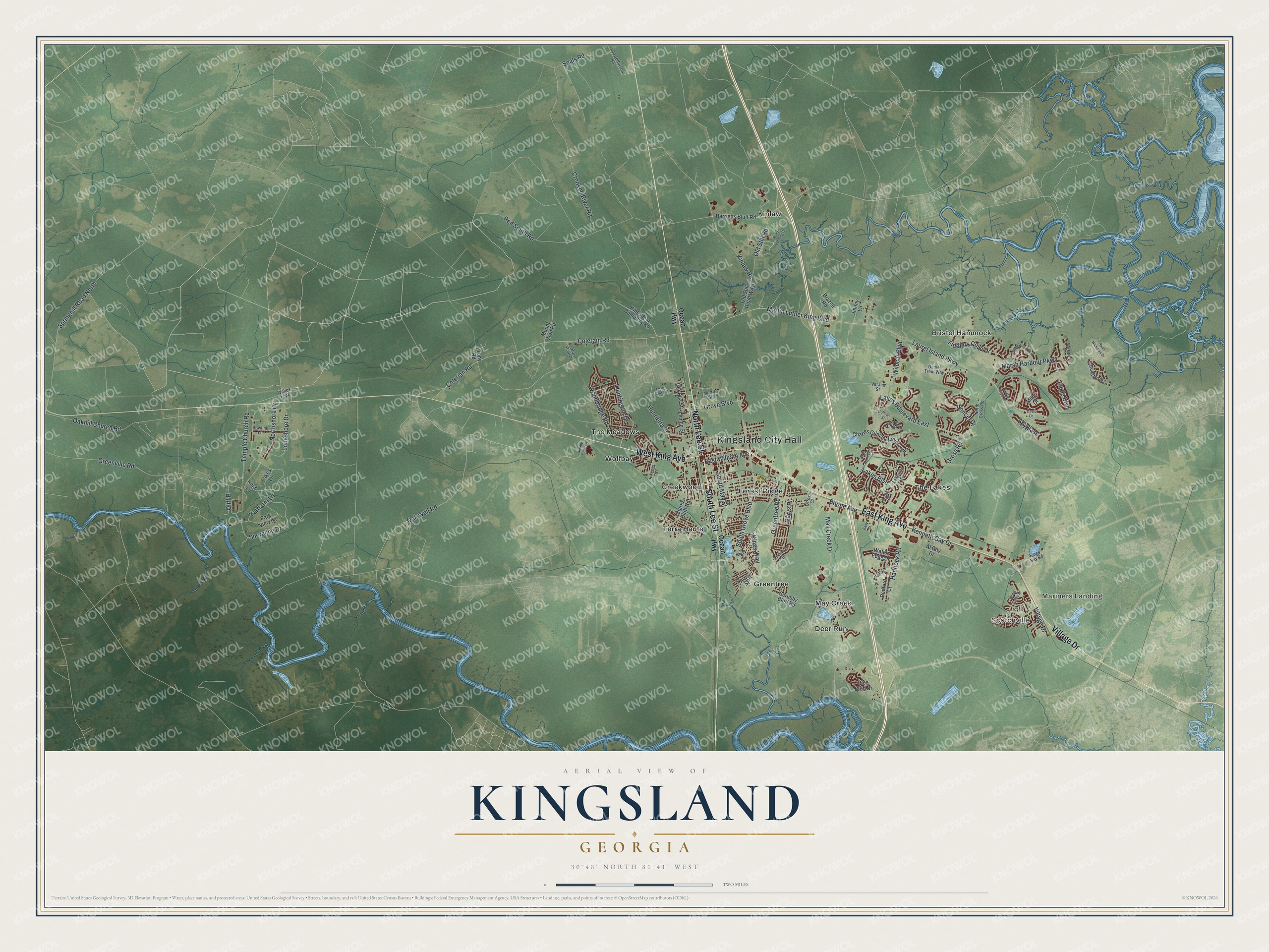 Watermarked full-map preview of Kingsland, Georgia