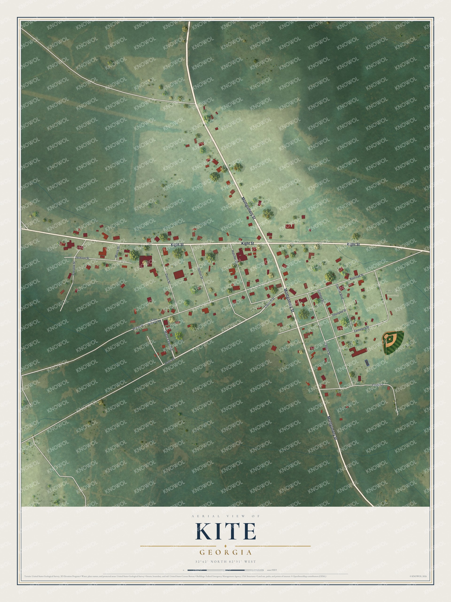 Watermarked full-map preview of Kite, Georgia