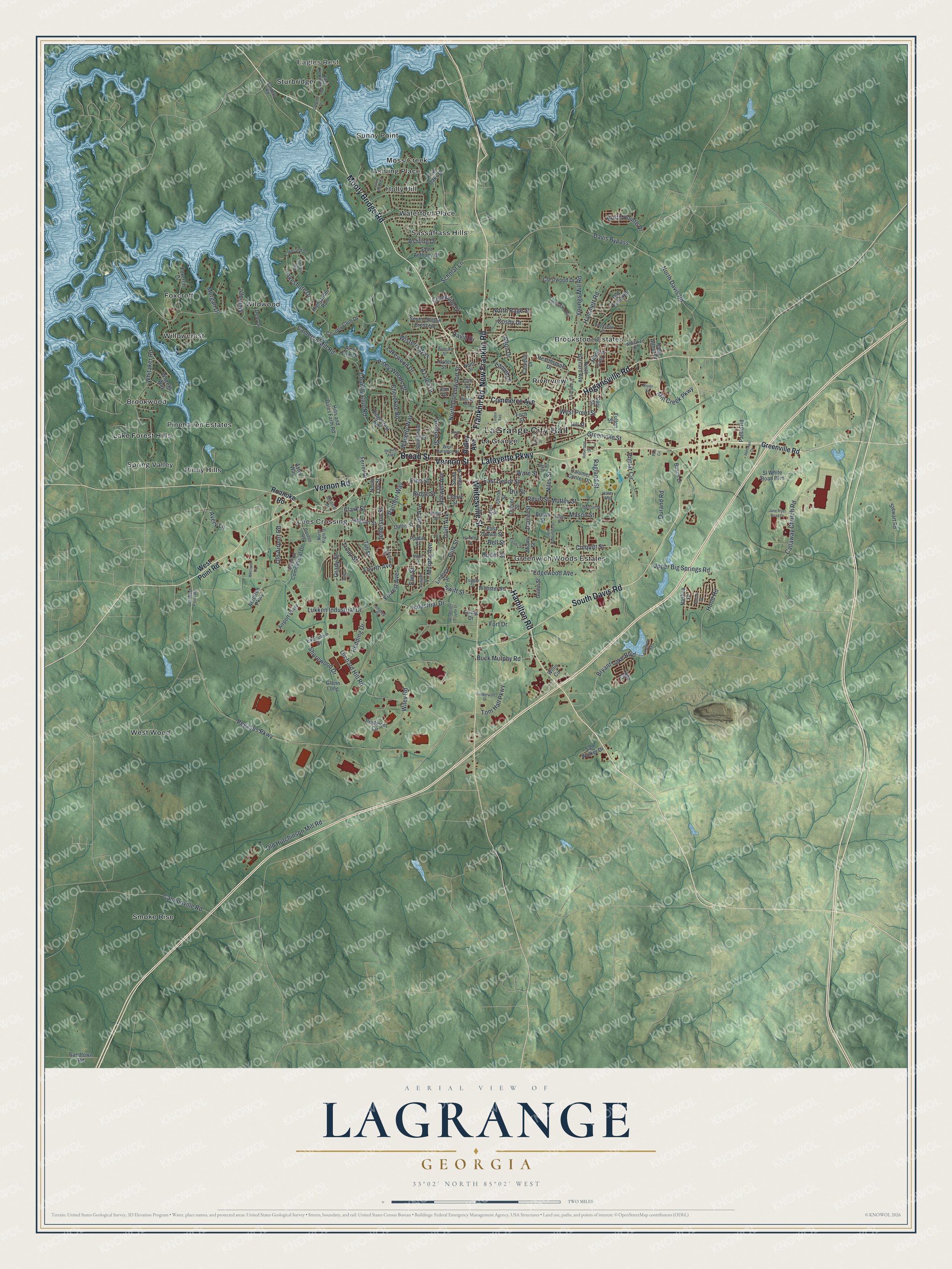 Watermarked full-map preview of LaGrange, Georgia