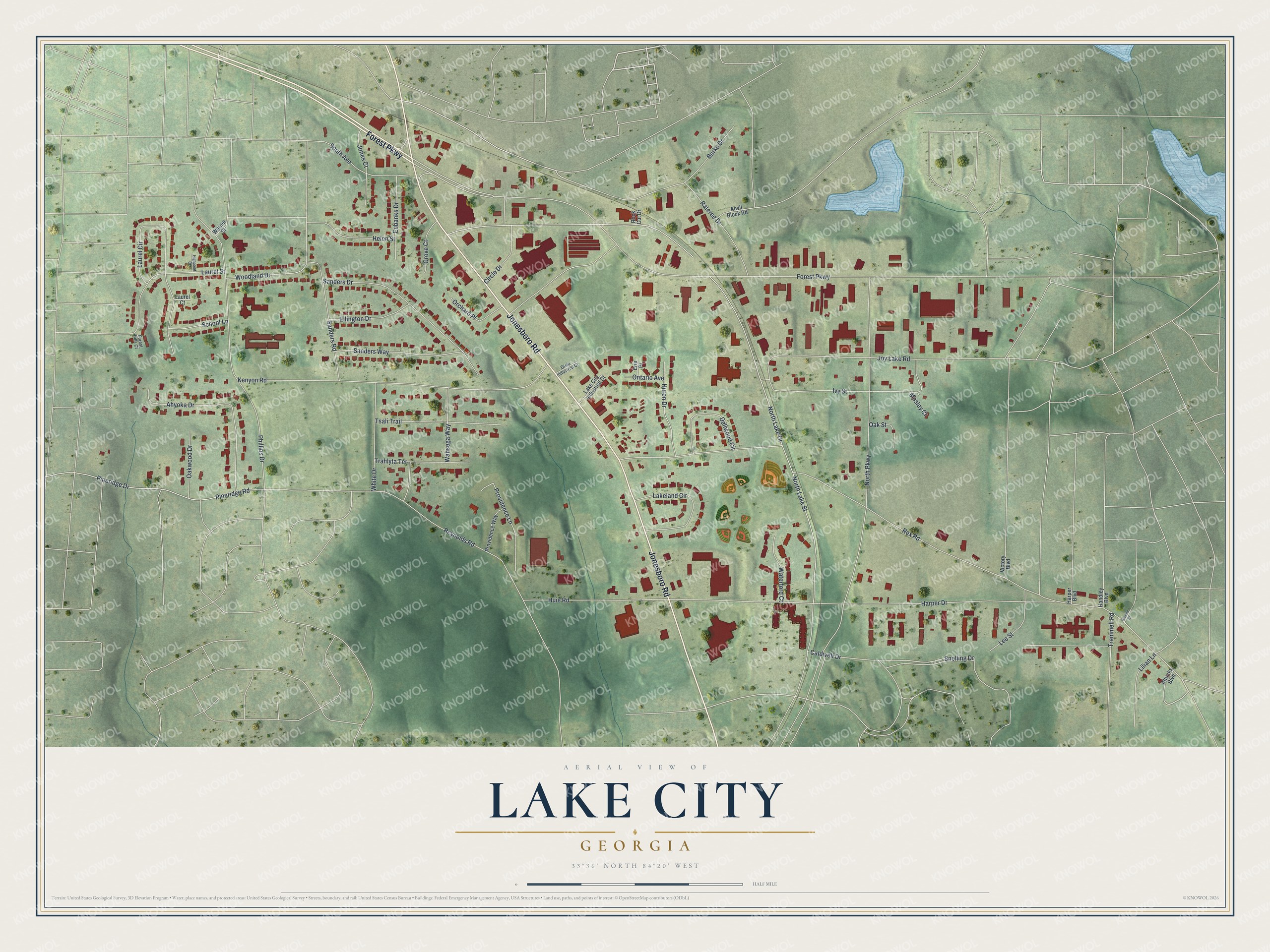 Watermarked full-map preview of Lake City, Georgia