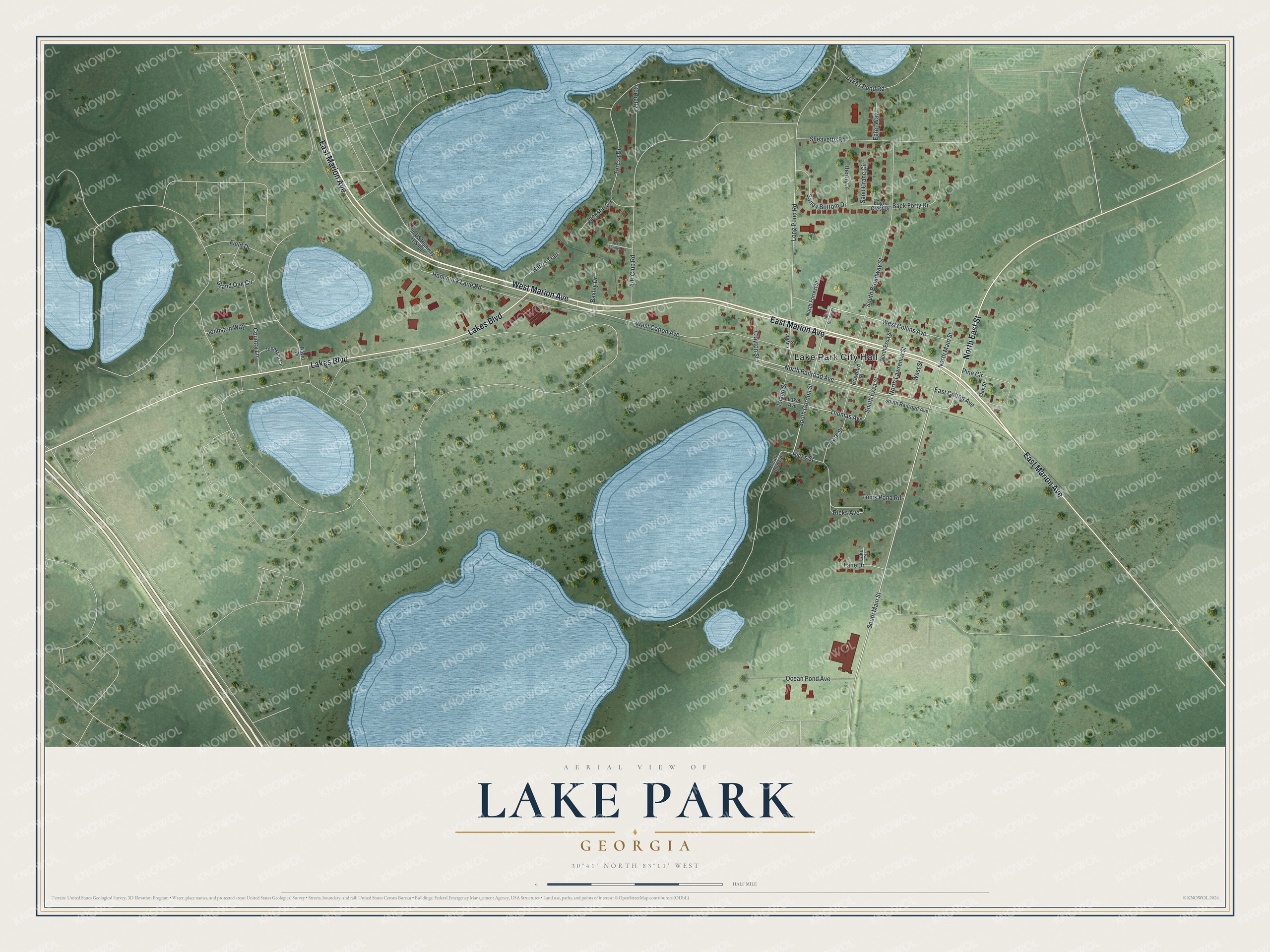 Watermarked full-map preview of Lake Park, Georgia