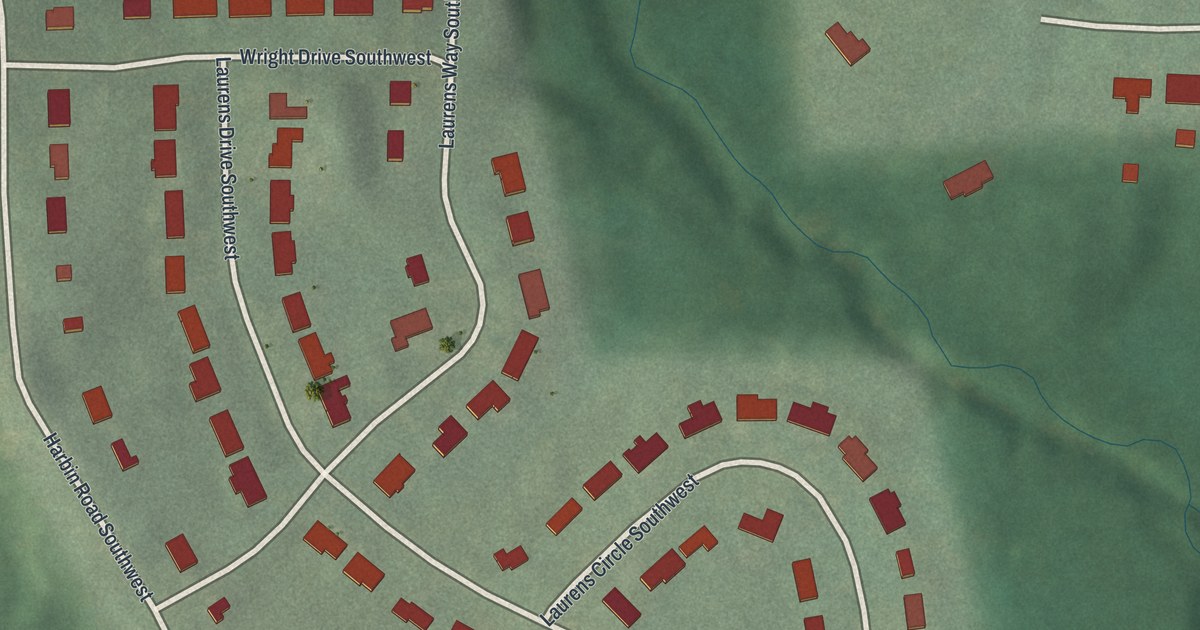 Map of Laurens Valley, Georgia