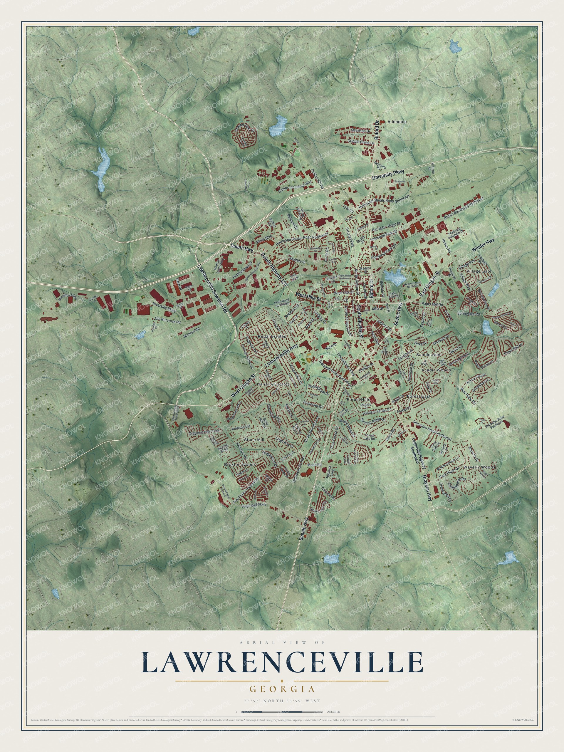 Watermarked full-map preview of Lawrenceville, Georgia