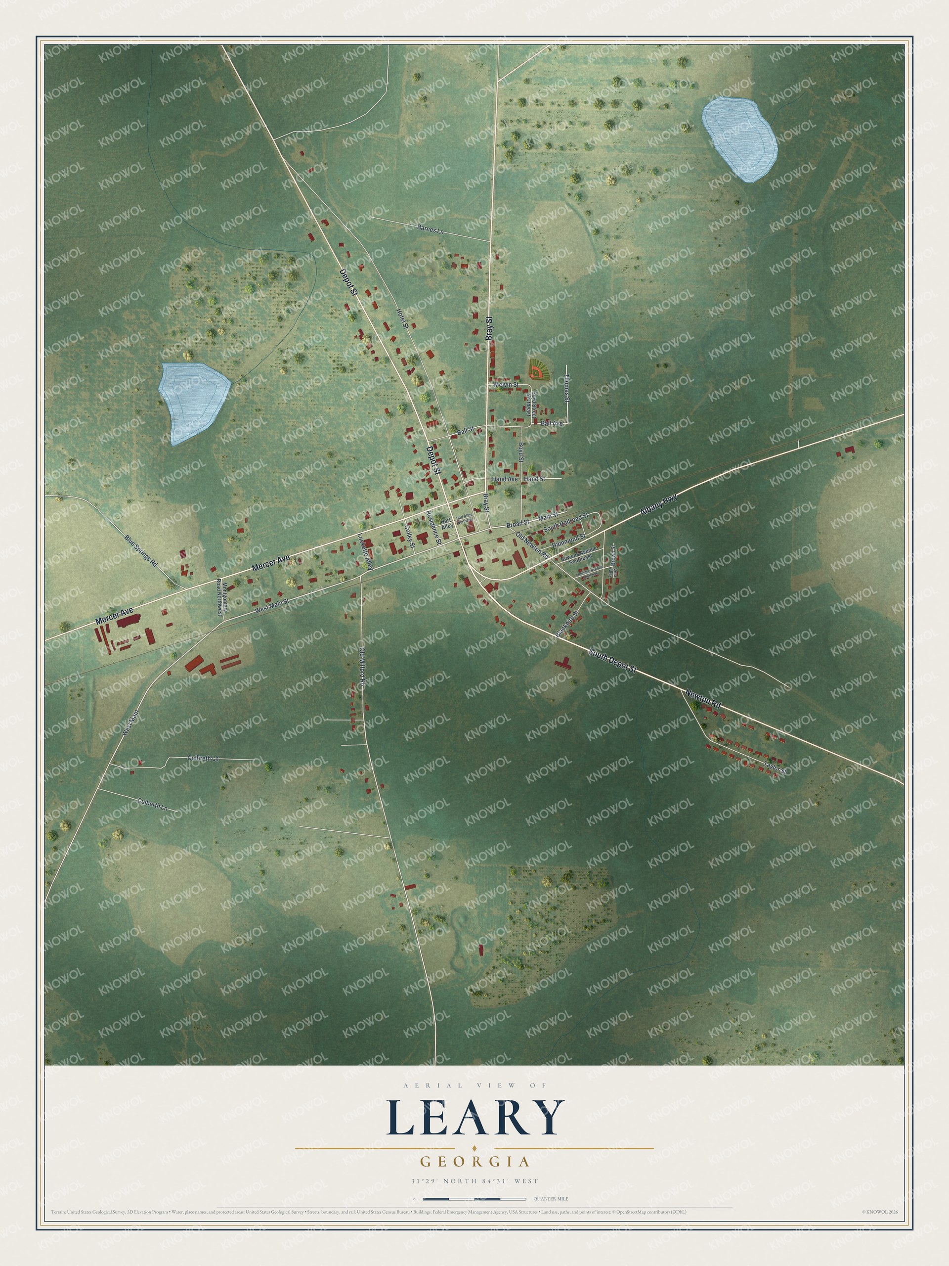 Watermarked full-map preview of Leary, Georgia