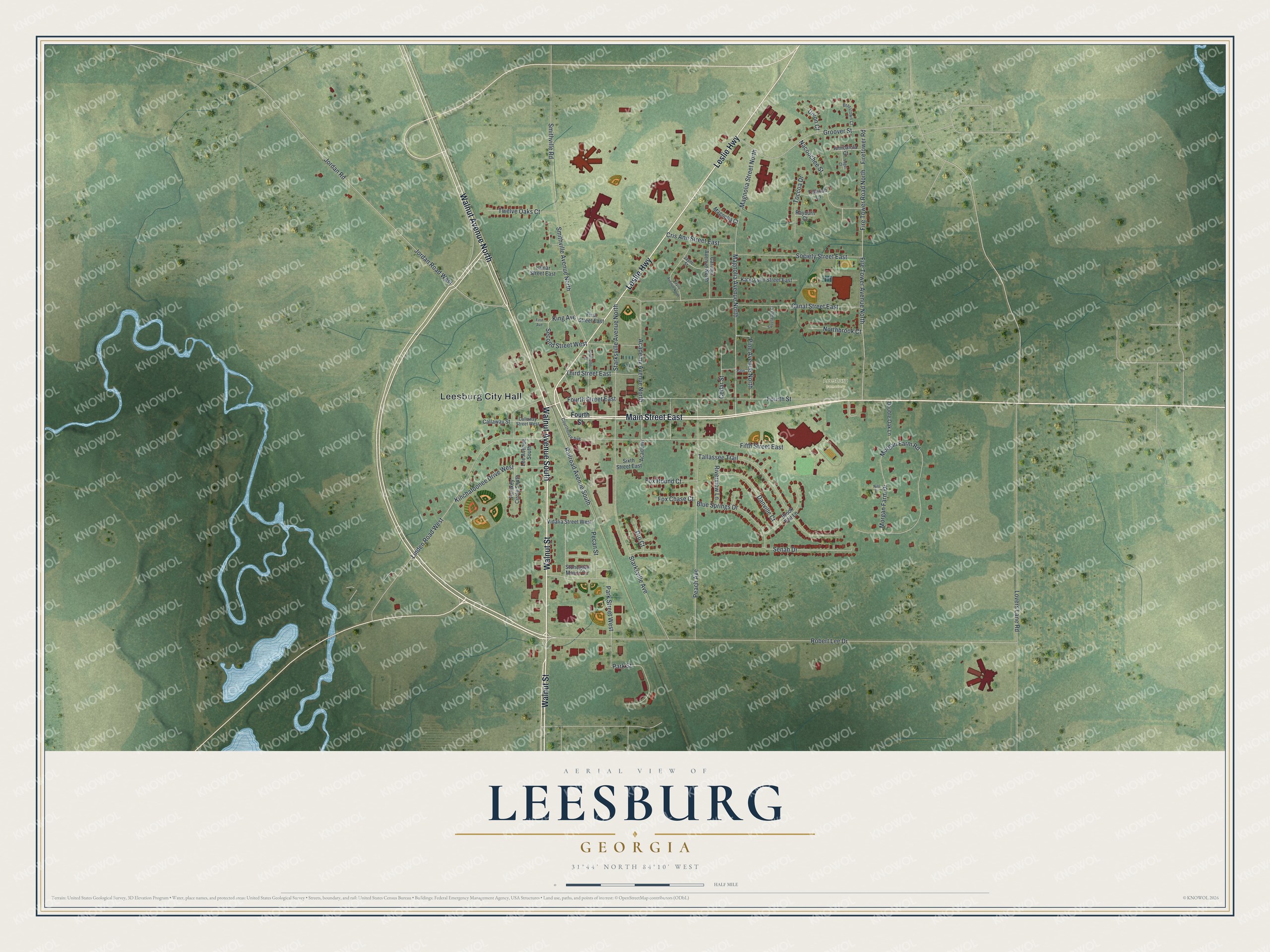 Watermarked full-map preview of Leesburg, Georgia