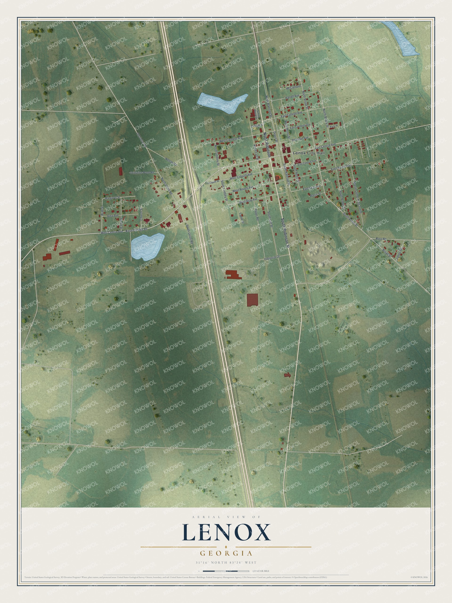 Watermarked full-map preview of Lenox, Georgia