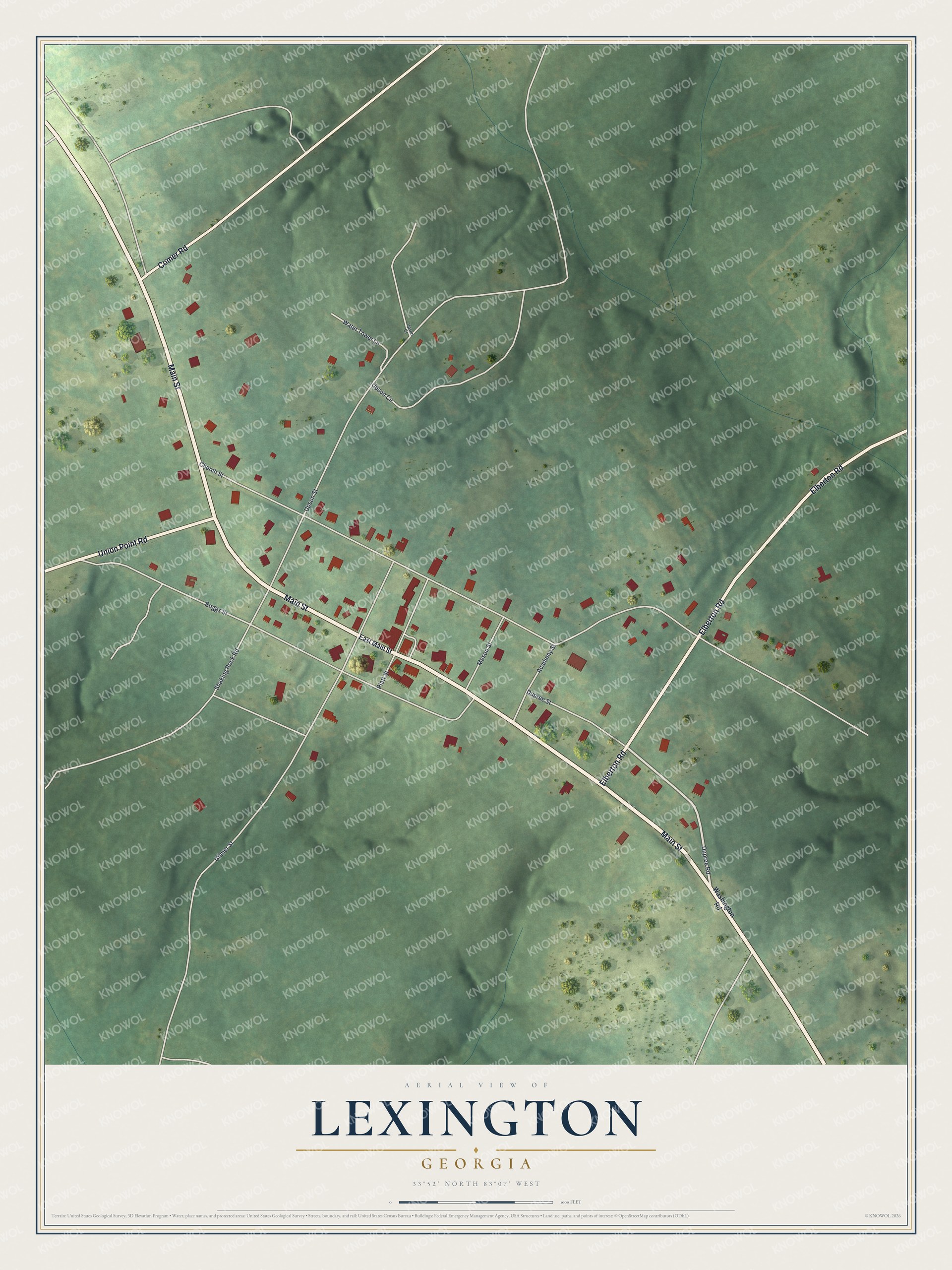 Watermarked full-map preview of Lexington, Georgia