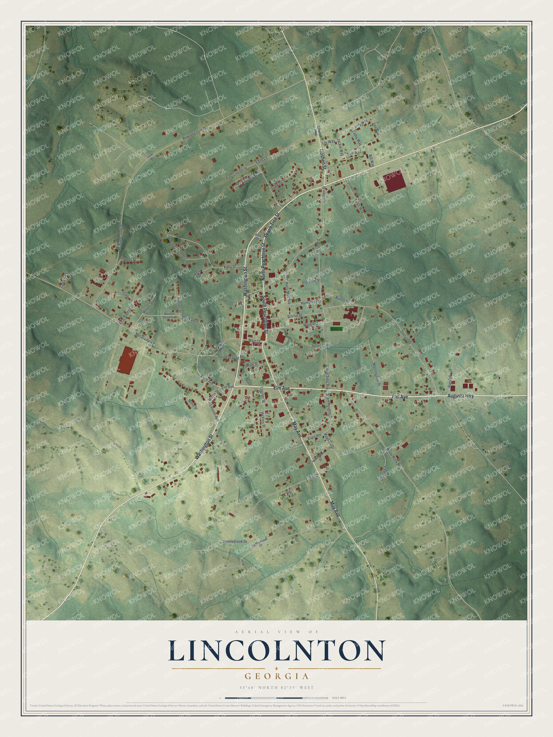 Watermarked full-map preview of Lincolnton, Georgia