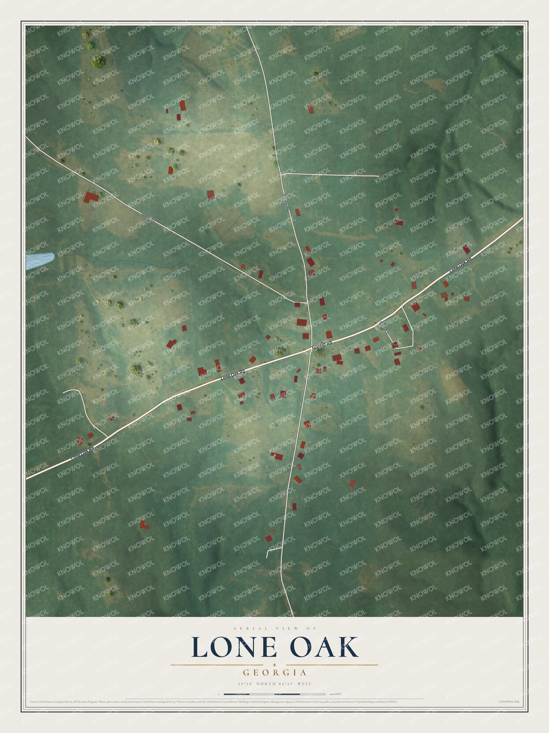 Watermarked full-map preview of Lone Oak, Georgia