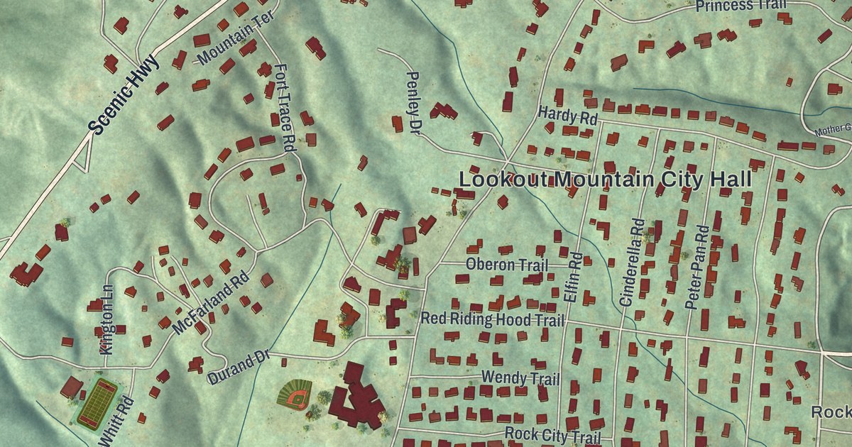 Map of Lookout Mountain, Georgia