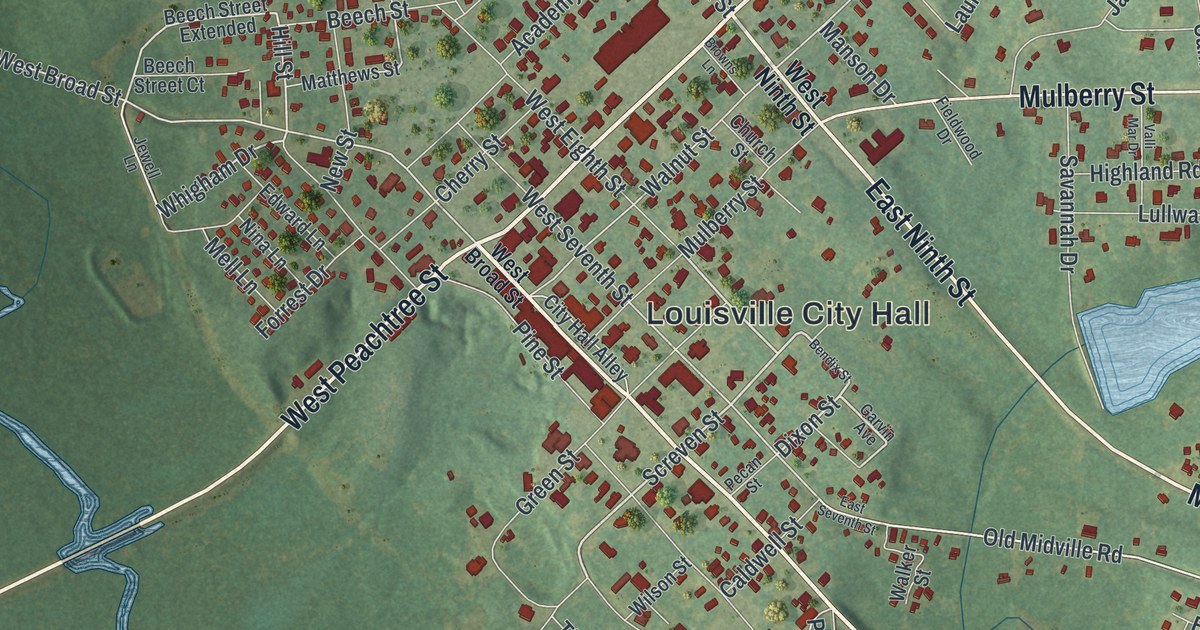 Map of Louisville, Georgia
