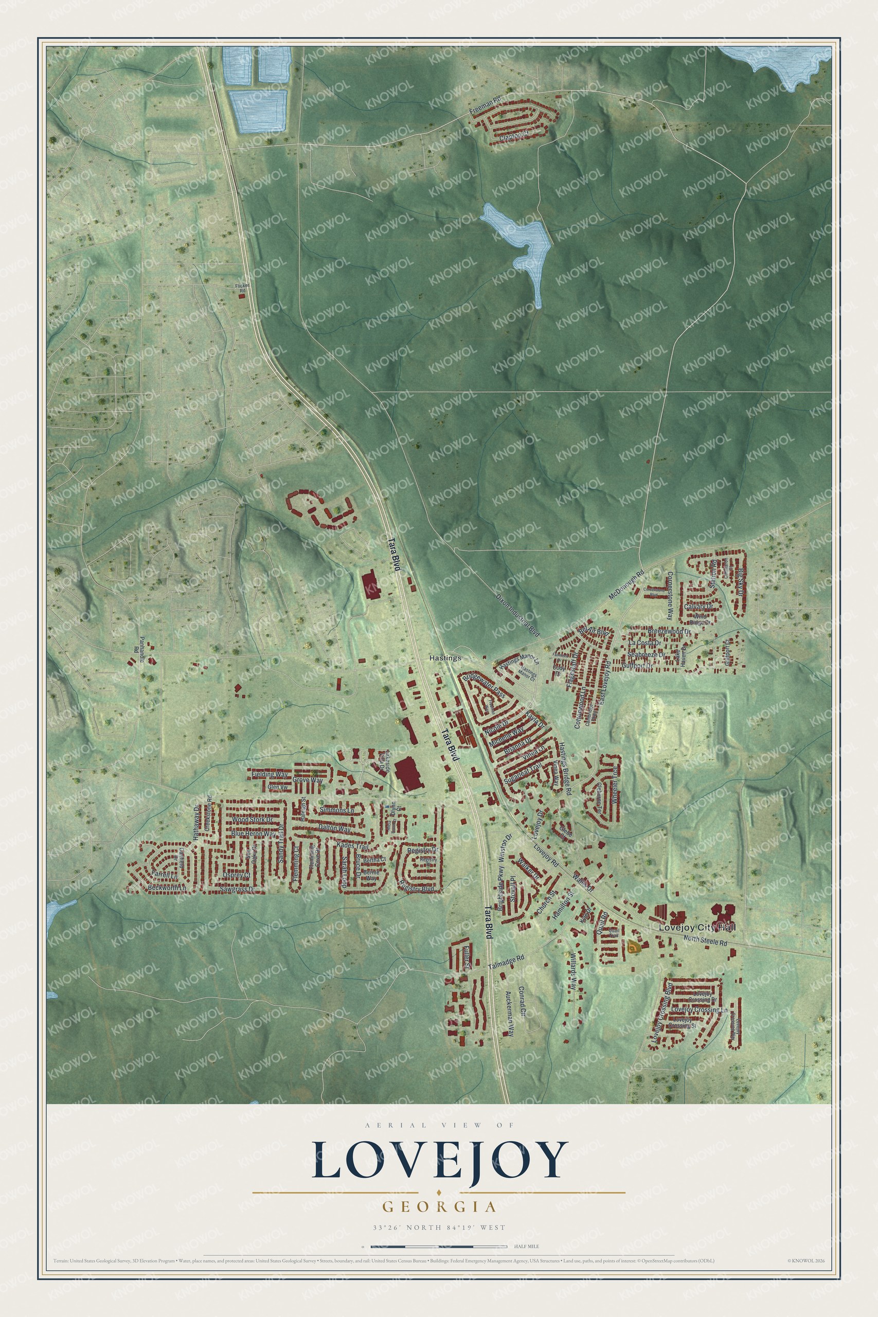 Watermarked full-map preview of Lovejoy, Georgia