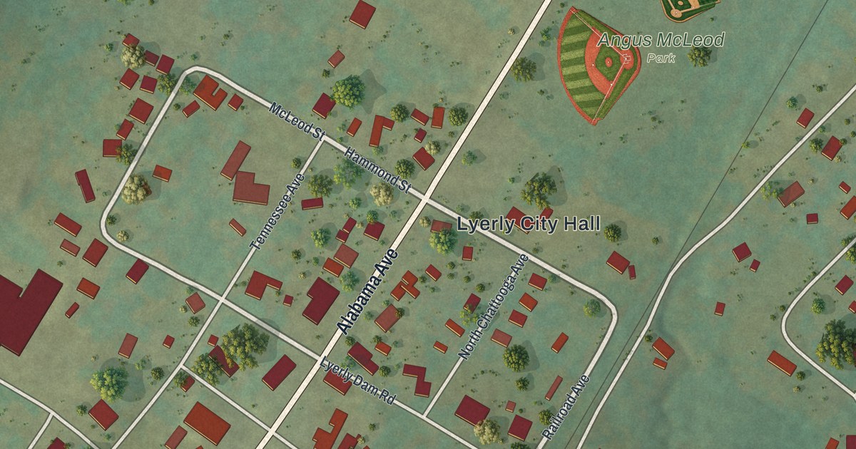 Map of Lyerly, Georgia