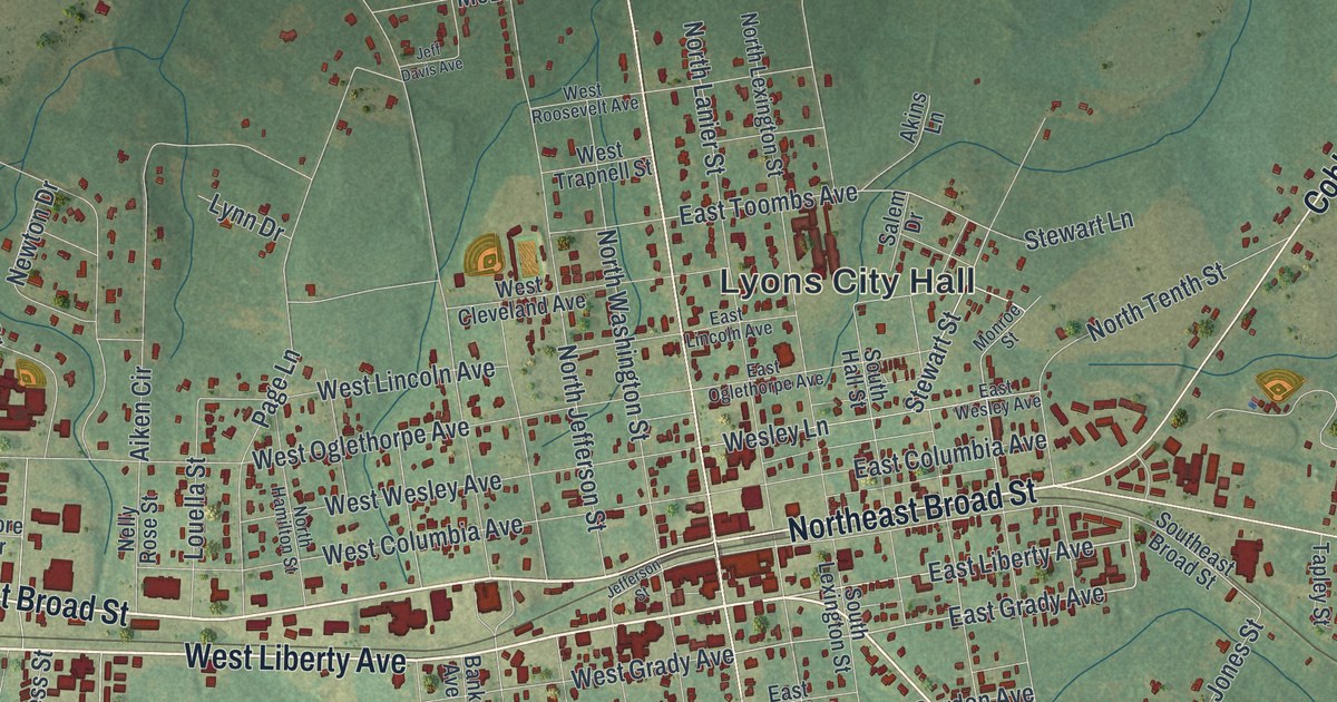 Map of Lyons, Georgia